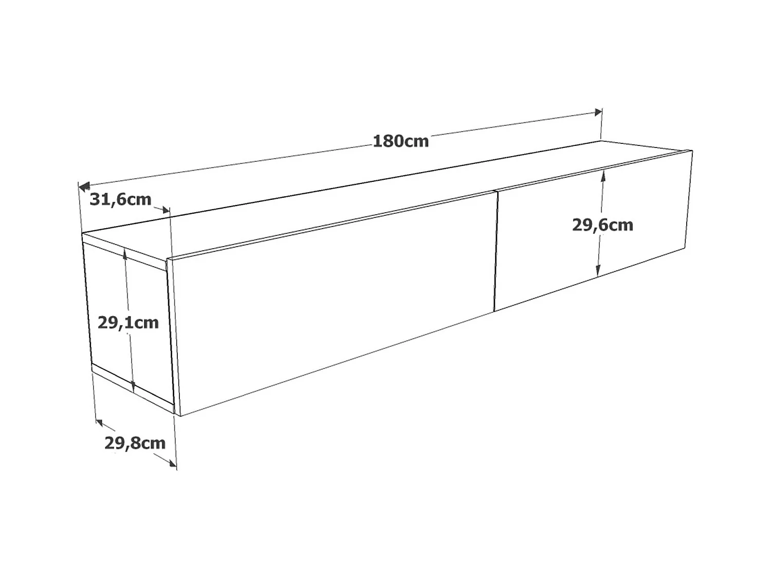 Tv-meubel om op te hangen met 2 deuren - Wit en naturel - AUBEPINA