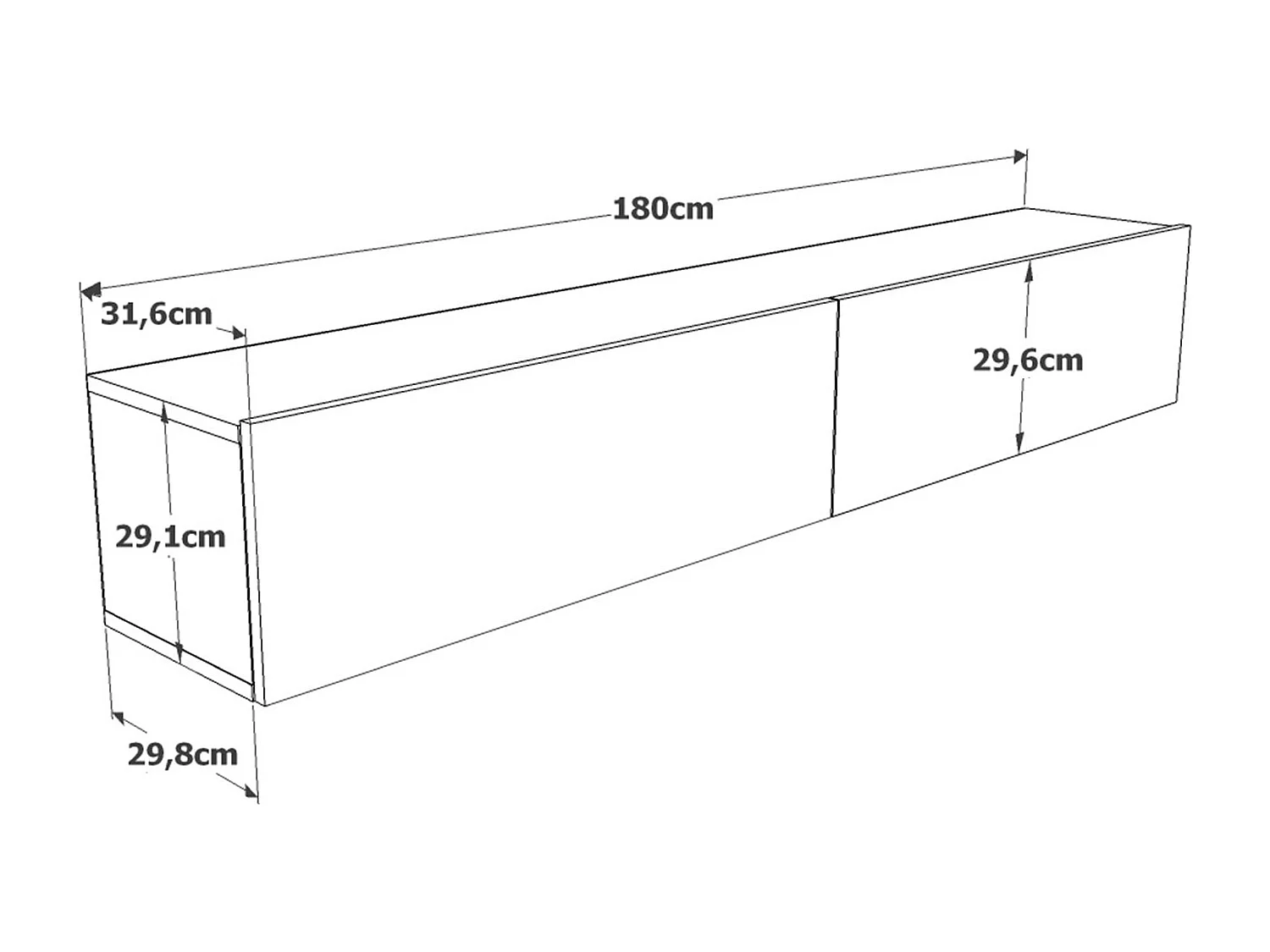 Tv-meubel om op te hangen met 2 deuren - Wit en naturel - AUBEPINA