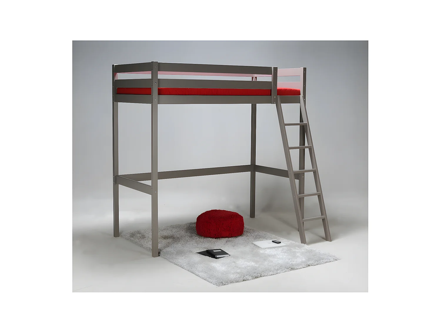 Lit mezzanine STUDIO 90x190 + 1 sommier / Gris Taupe