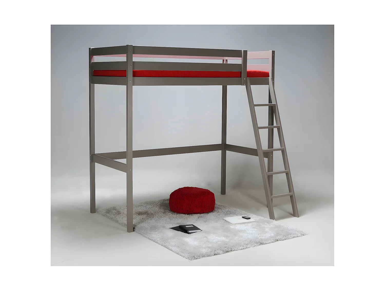 Lit mezzanine STUDIO 90x190 + 1 sommier / Gris Taupe