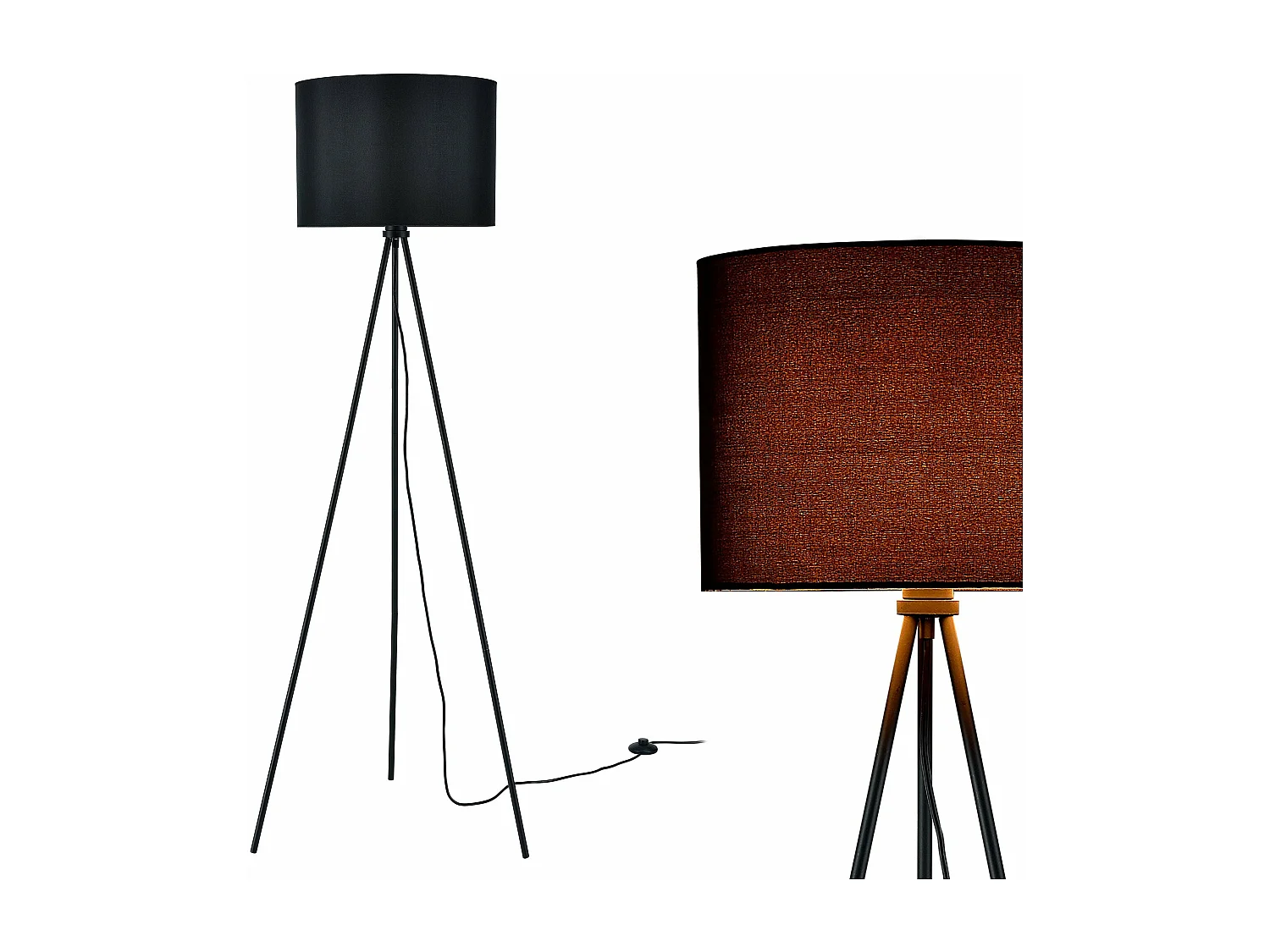 lampada da terra (1 x attacco E27)(150 cm x 60 cm) paralume (nero) ombrellone e lampada da terra a tre gambe 03_0002425