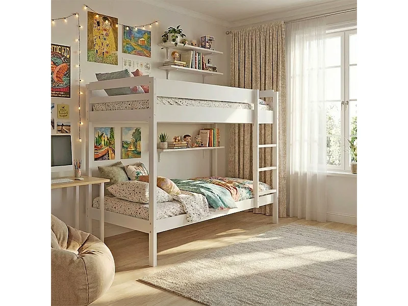 Lit superposé BRICE 90x190 + 2 sommiers / Blanc