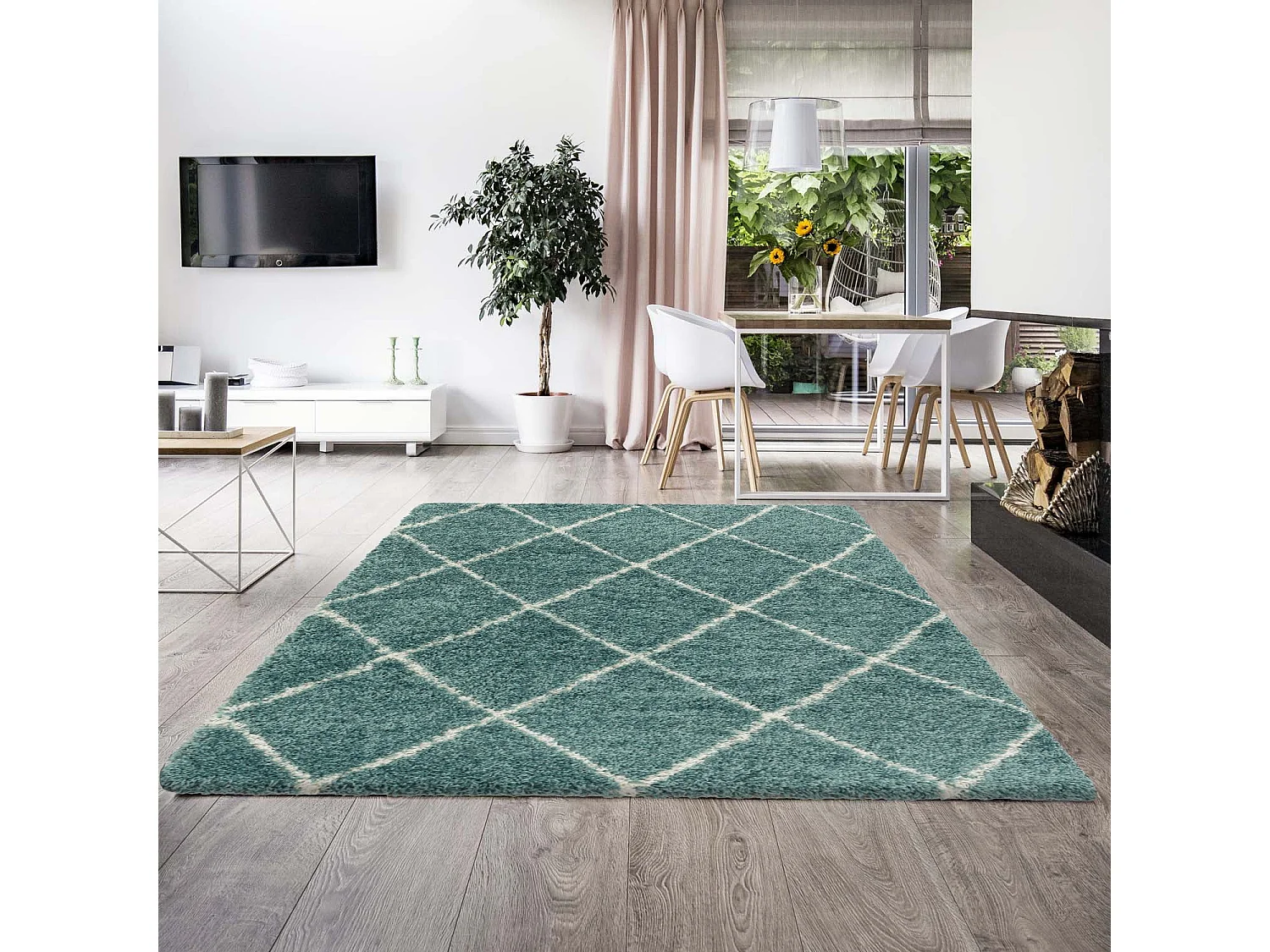 BERBERE - Tapis de style berbère - Bleu et Ivoire 200 x 290 cm