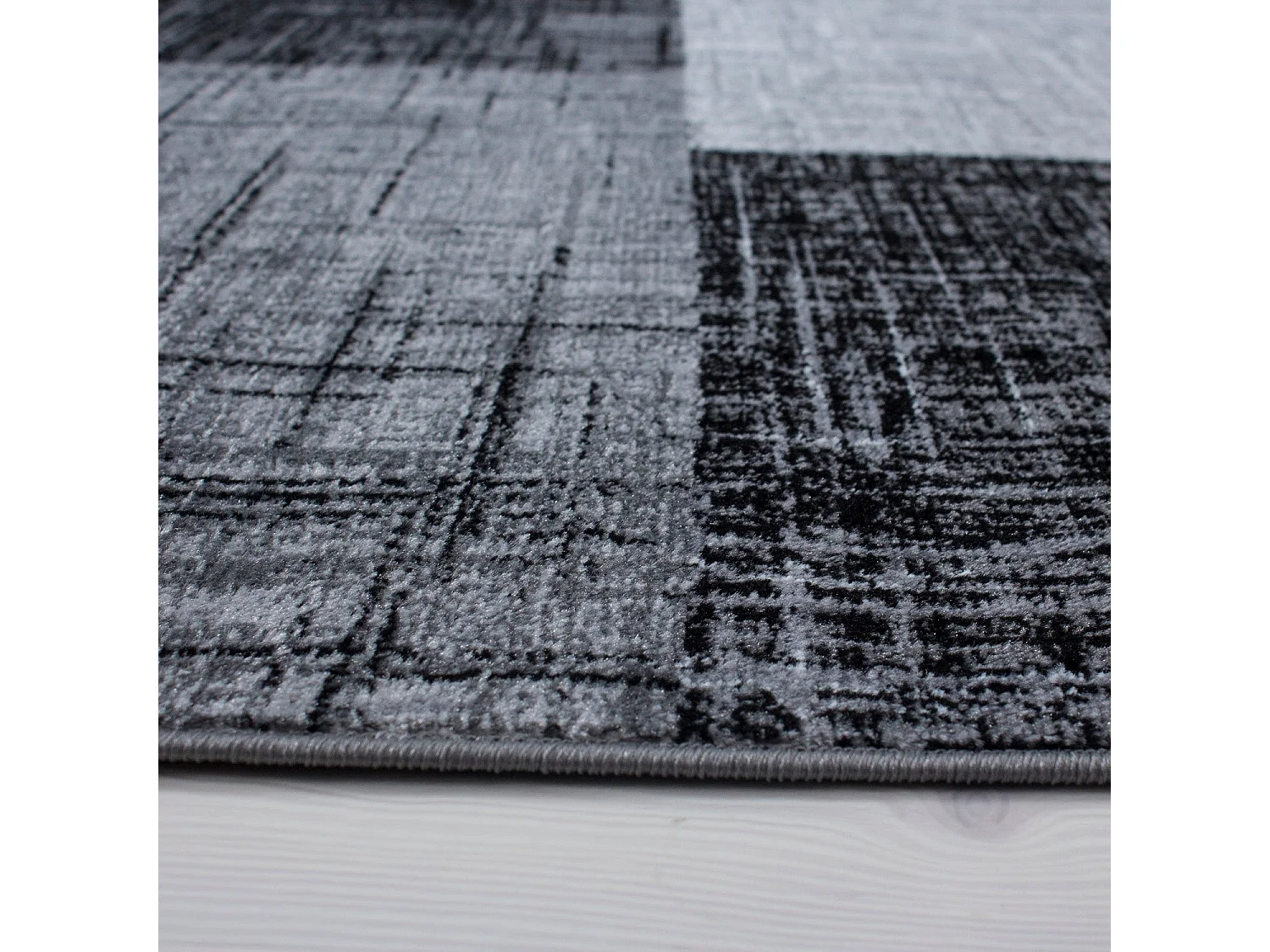 GEO - Tapis Géométrique à carreaux - Anthracite et Gris 200 x 290 cm