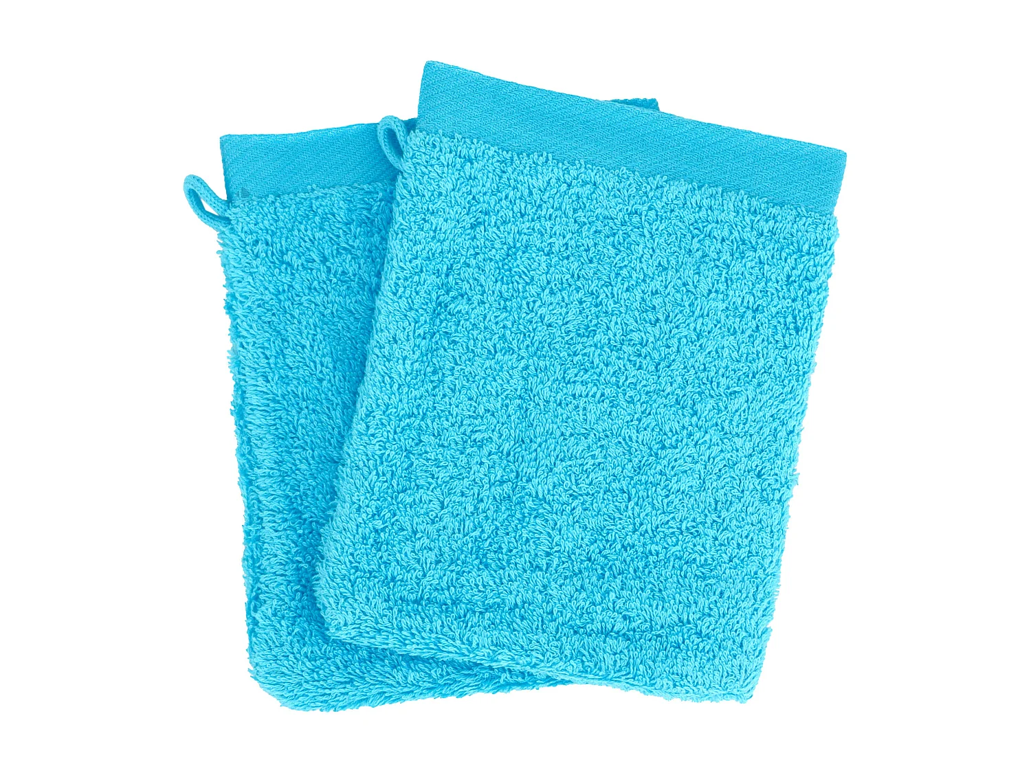 Lot de 2 gants de toilette 16x21 cm coton peigné ALBA bleu océan
