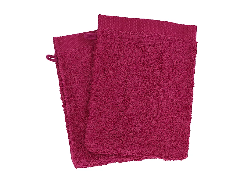 Lot de 2 gants de toilette 16x21 cm coton peigné ALBA prune