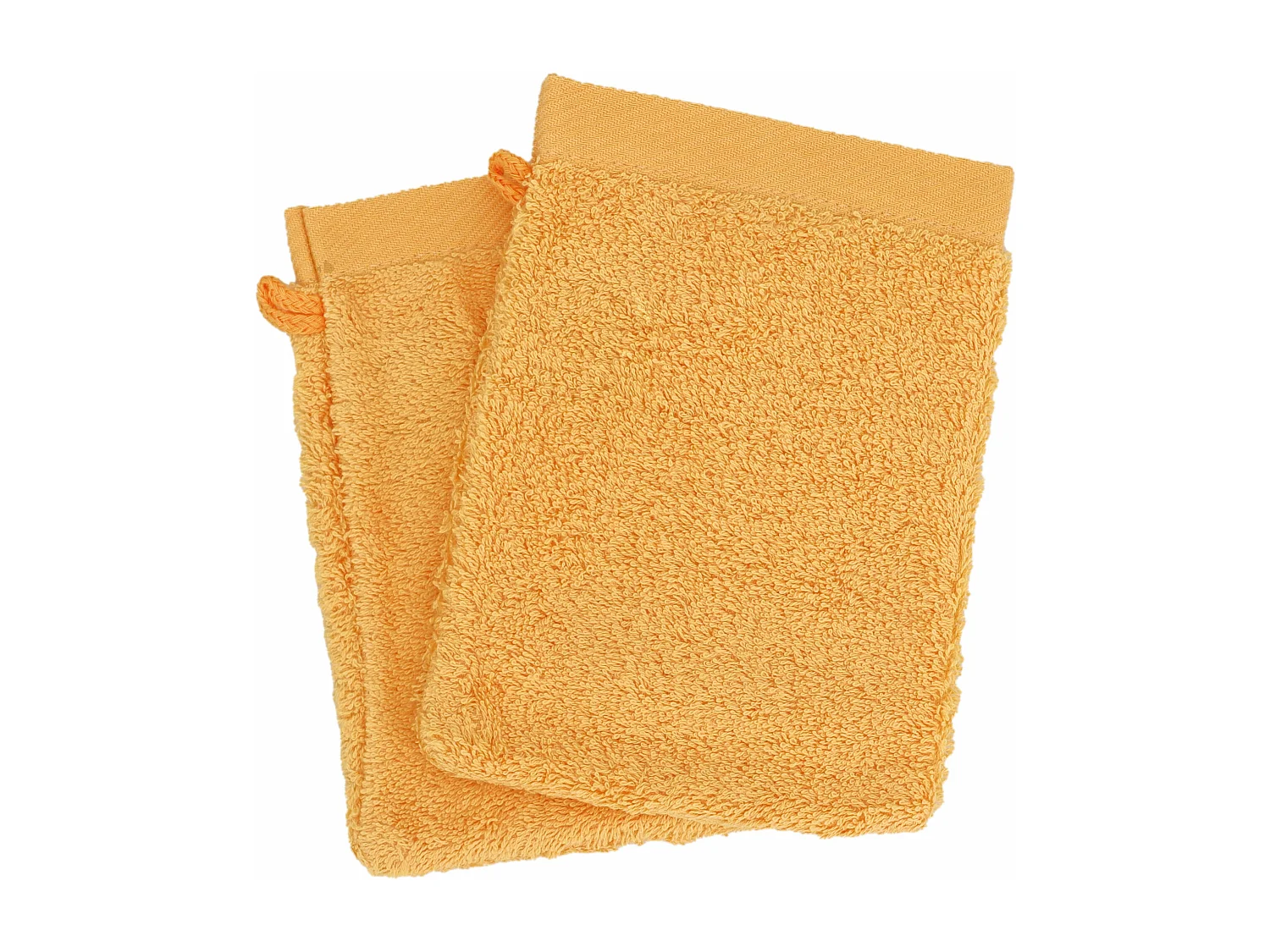 Lot de 2 gants de toilette 16x21 cm coton peigné ALBA vanille