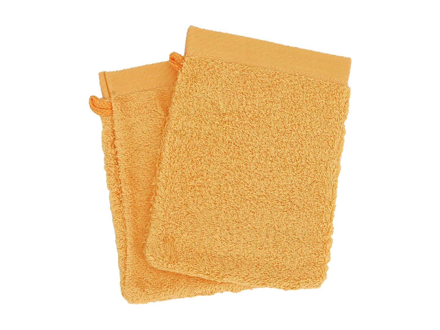 Lot de 2 gants de toilette 16x21 cm coton peigné ALBA vanille