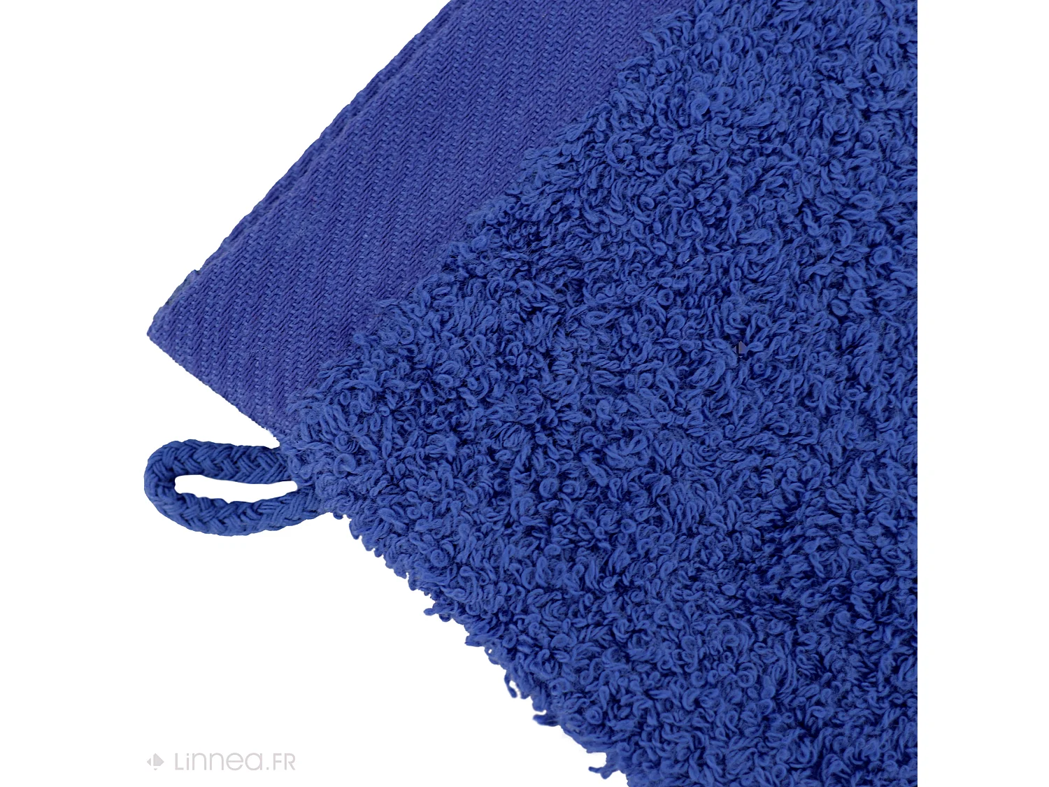 Lot de 2 gants de toilette 16x21 cm coton peigné ALBA bleu moyen