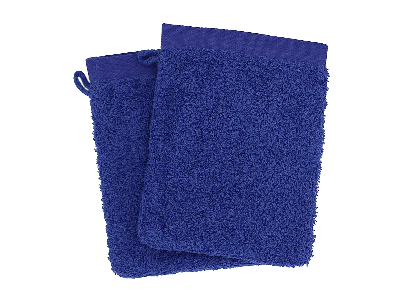 Lot de 2 gants de toilette 16x21 cm coton peigné ALBA bleu moyen