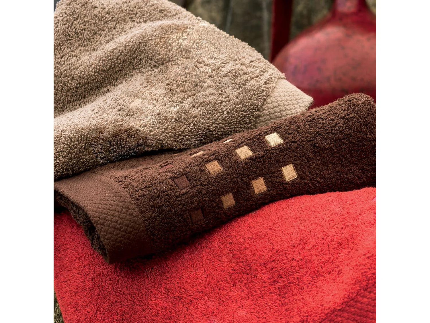 Serviette de toilette 50x100 cm PURE SQUARES Ecru 550 g/m2