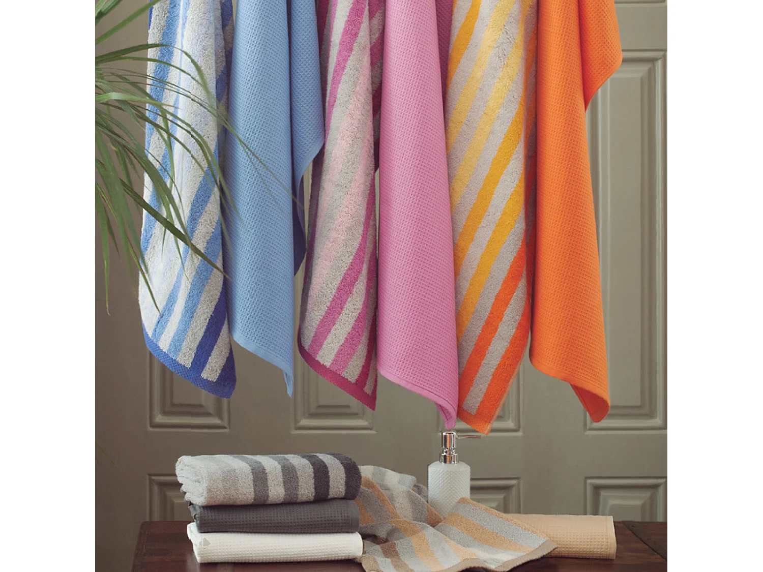 Drap de bain 100x150 cm PURE STRIPES rose lavande