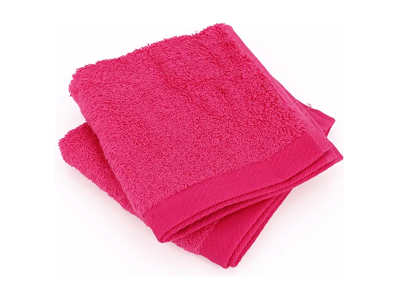 Lot de 2 serviettes invité 30x30 cm coton peigné ALBA fraise