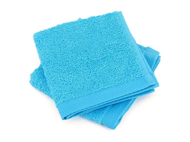 Lot de 2 serviettes invité 30x30 cm coton peigné ALBA bleu océan