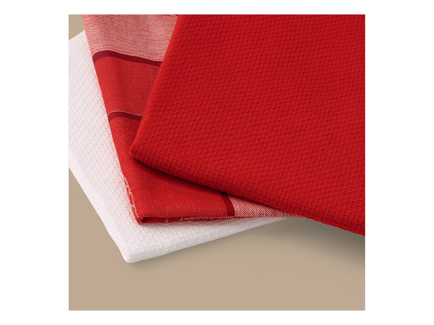 Lot de 2 torchons de cuisine 50x50 cm nid d'abeille PURE KITCHEN WAFFLE Fraise