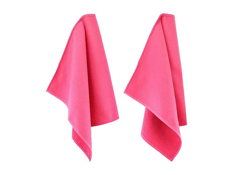 Lot de 2 torchons de cuisine 50x50 cm nid d'abeille PURE KITCHEN WAFFLE Fraise