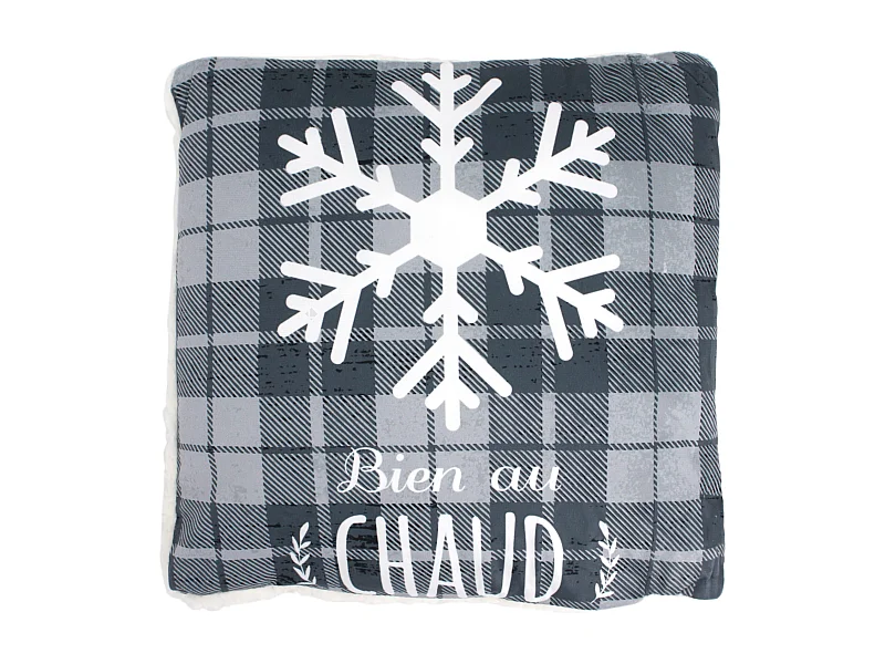 Coussin 40X40 cm COSY CHAUD gris/blanc
