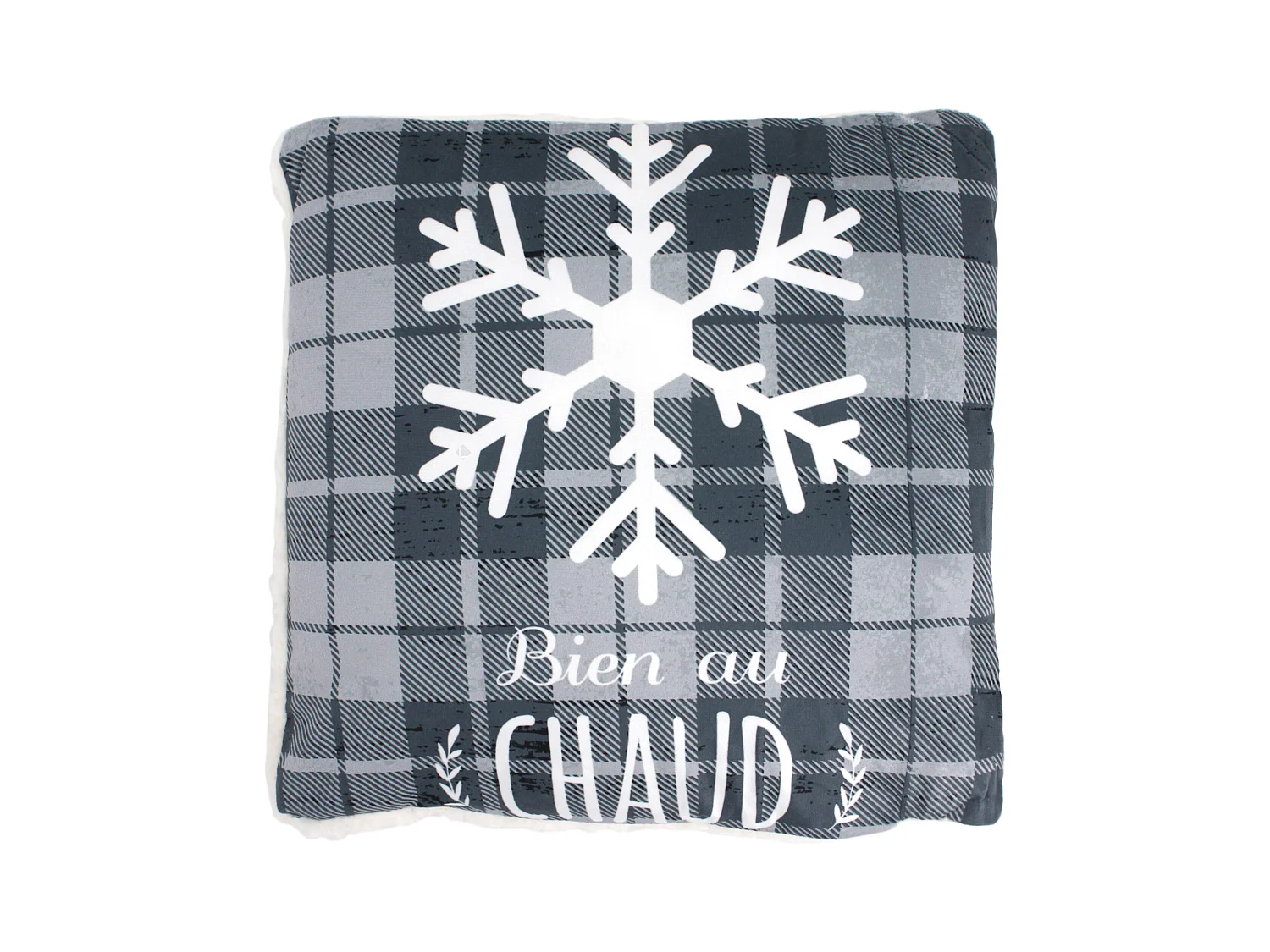 Coussin 40X40 cm COSY CHAUD gris/blanc
