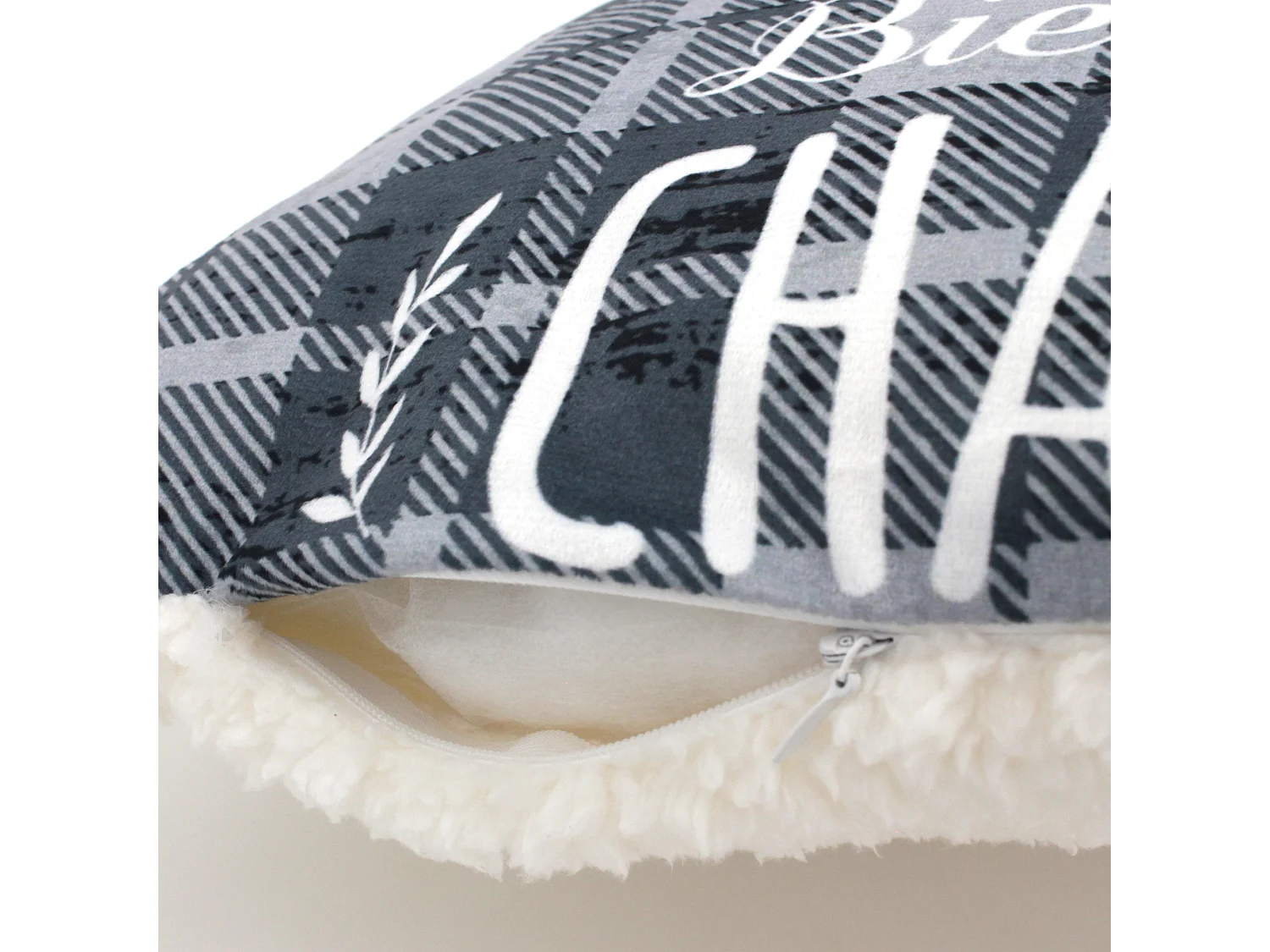 Coussin 40X40 cm COSY CHAUD gris/blanc