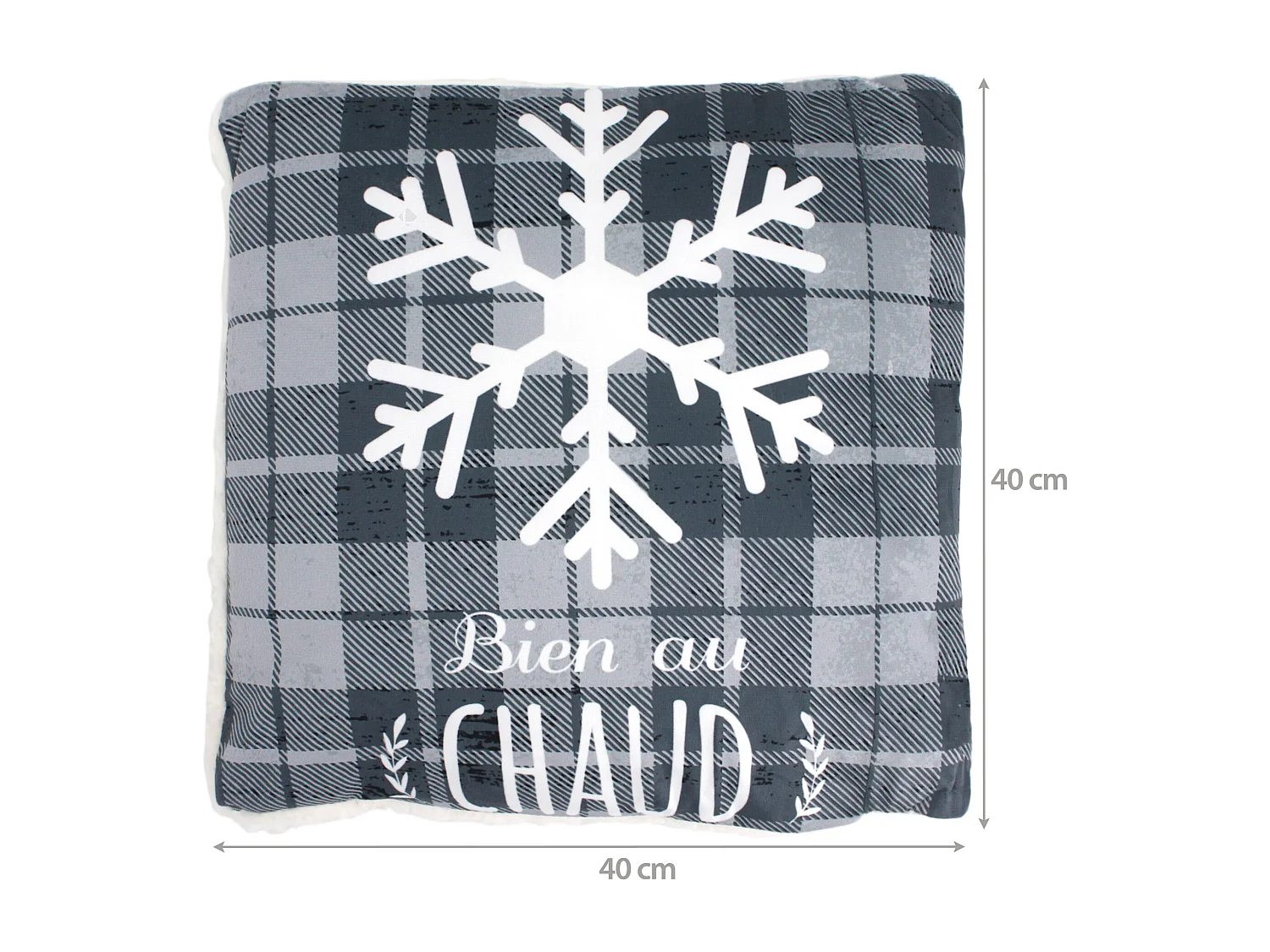 Coussin 40X40 cm COSY CHAUD gris/blanc