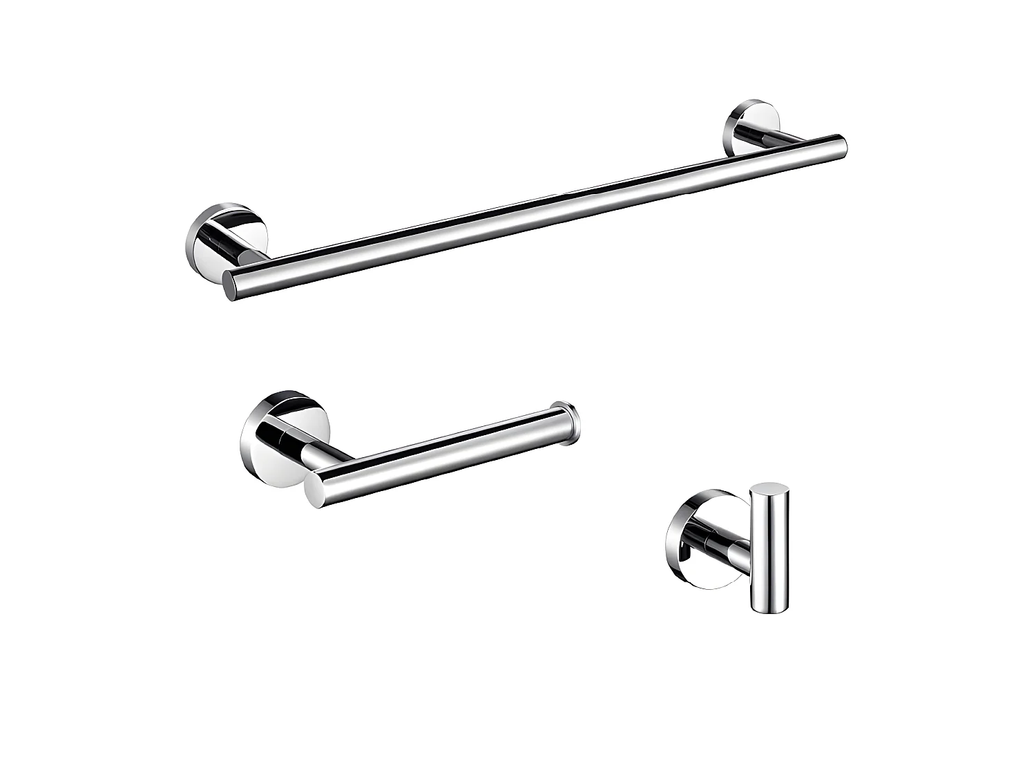Conjunto CHARLES 30 cromado  Toallero + portarrollos + 1 percha