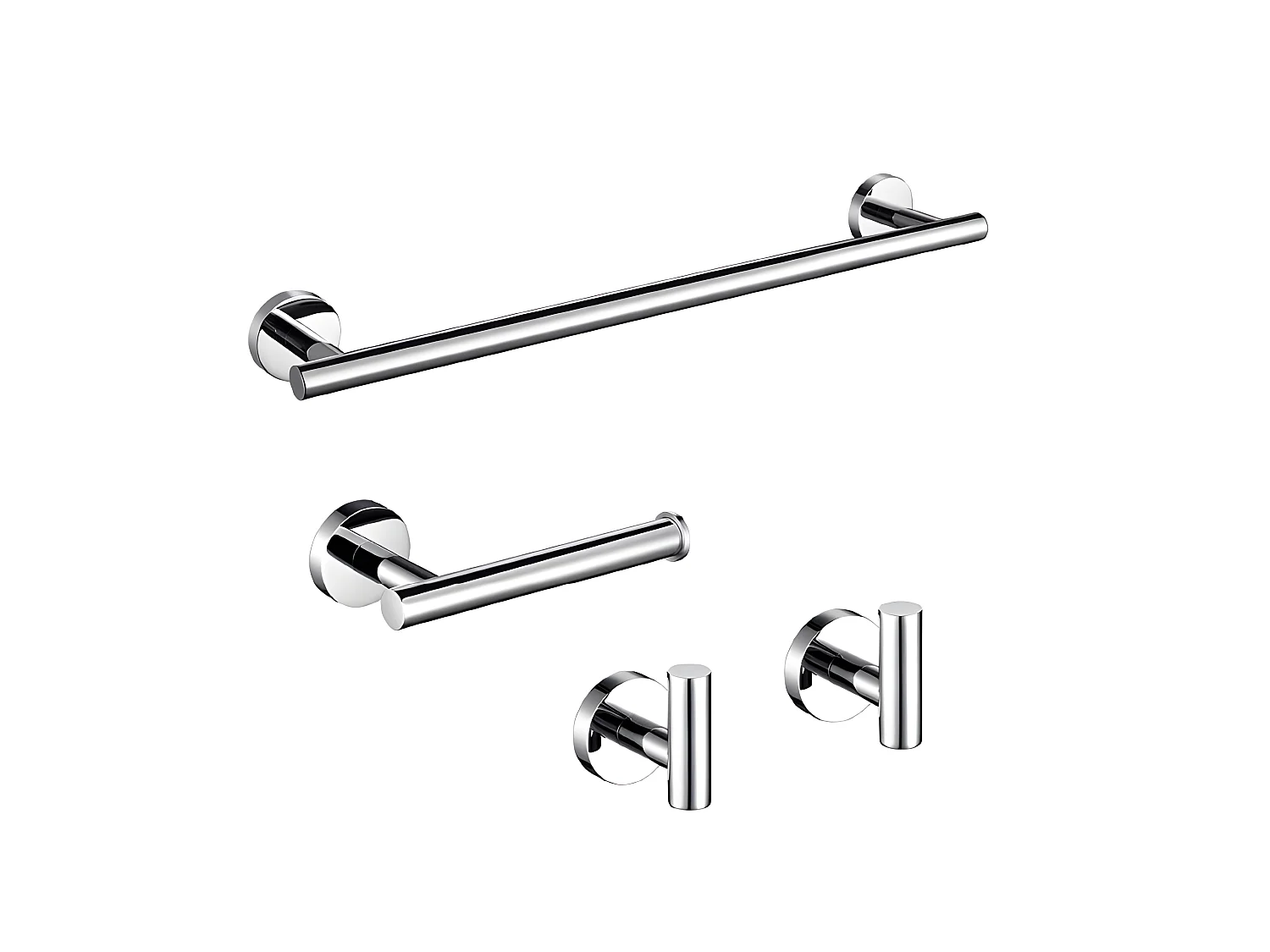 Conjunto CHARLES 30 cromado  Toallero + portarrollos + 2 perchas
