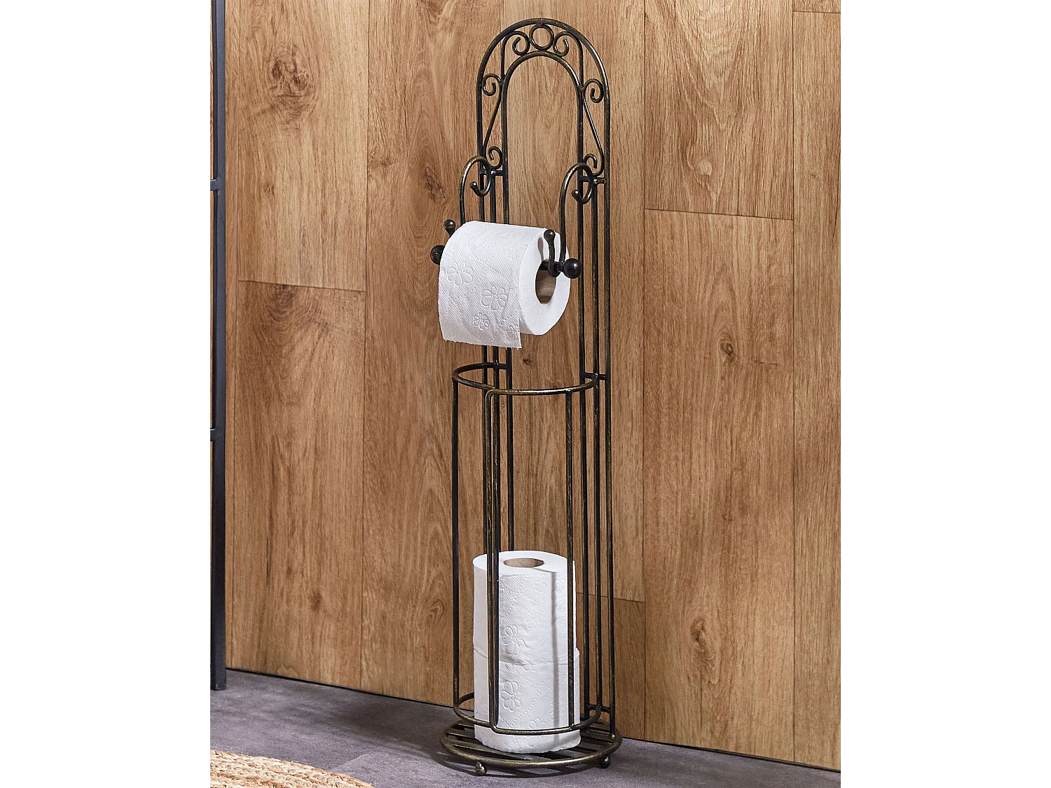 WC Papierhalter Metall schwarz Antik Optik freistehend Retro Vintage Temuco