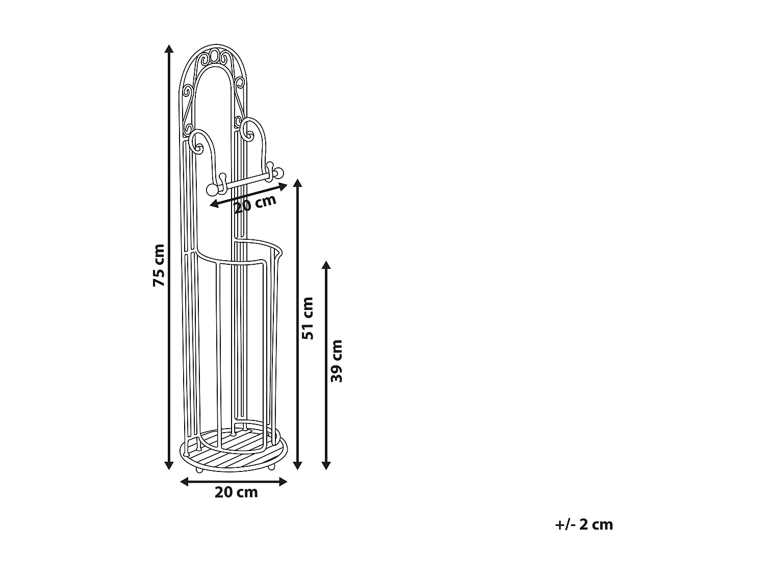WC Papierhalter Metall schwarz Antik Optik freistehend Retro Vintage Temuco