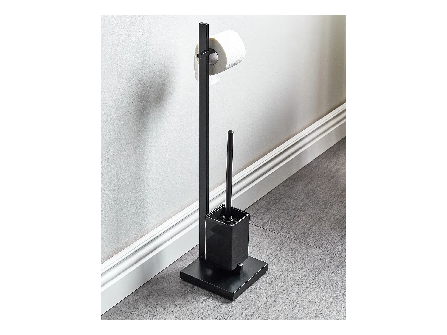 Stojak na papier toaletowy ze szczotką ULAPES Metal Czarny