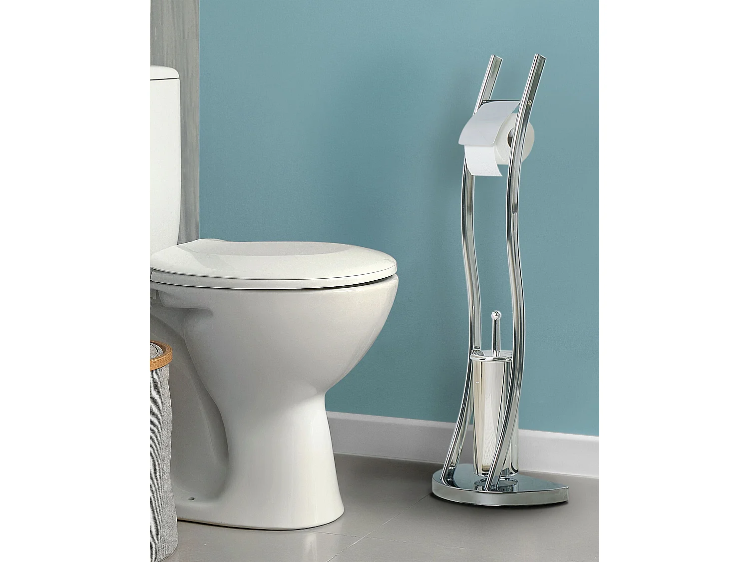 Toilet Roll and Brush Holder SOACHA Metal Silver