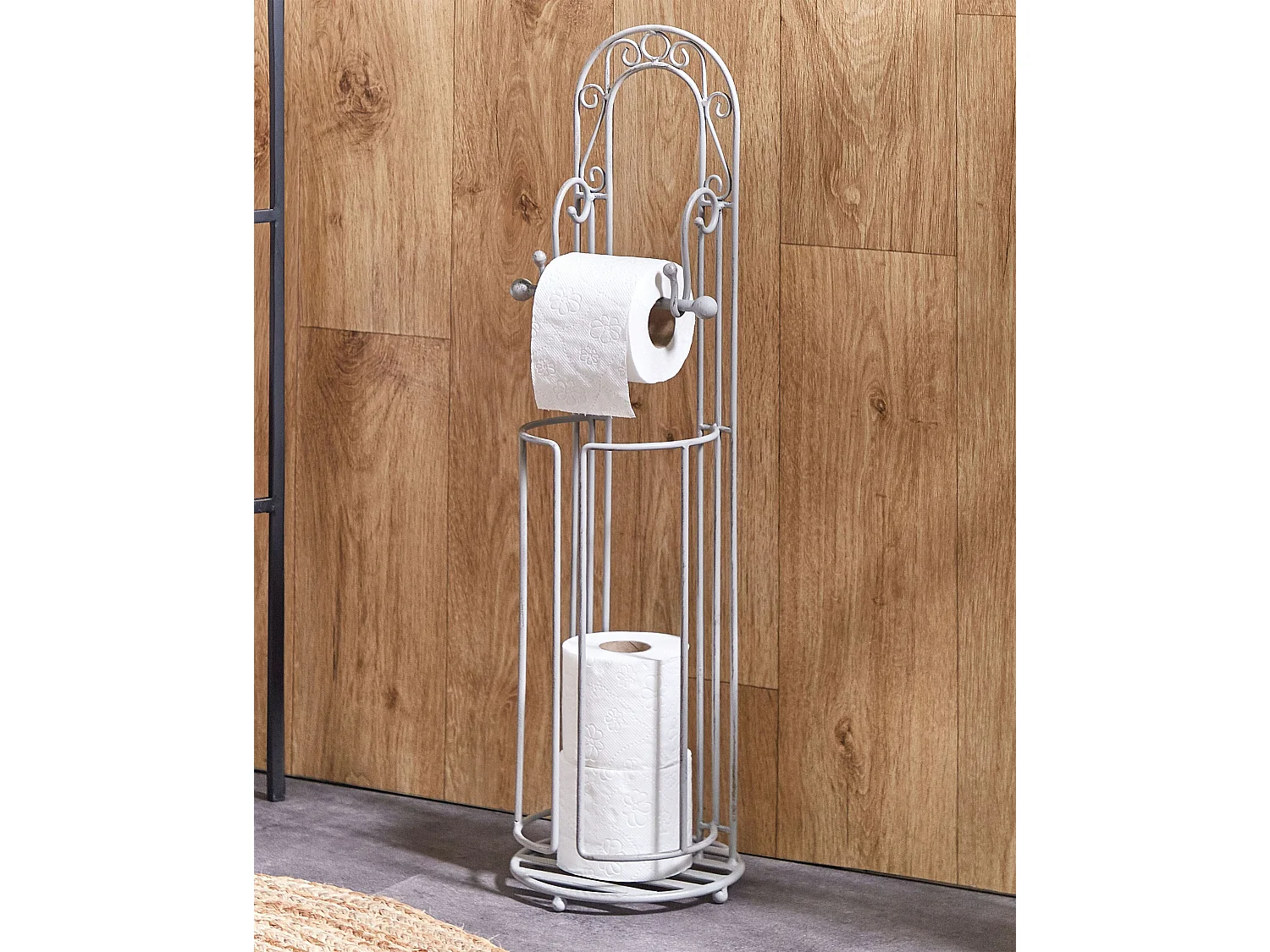 WC Papierhalter Metall grau Antik Optik freistehend Retro Vintage Temuco