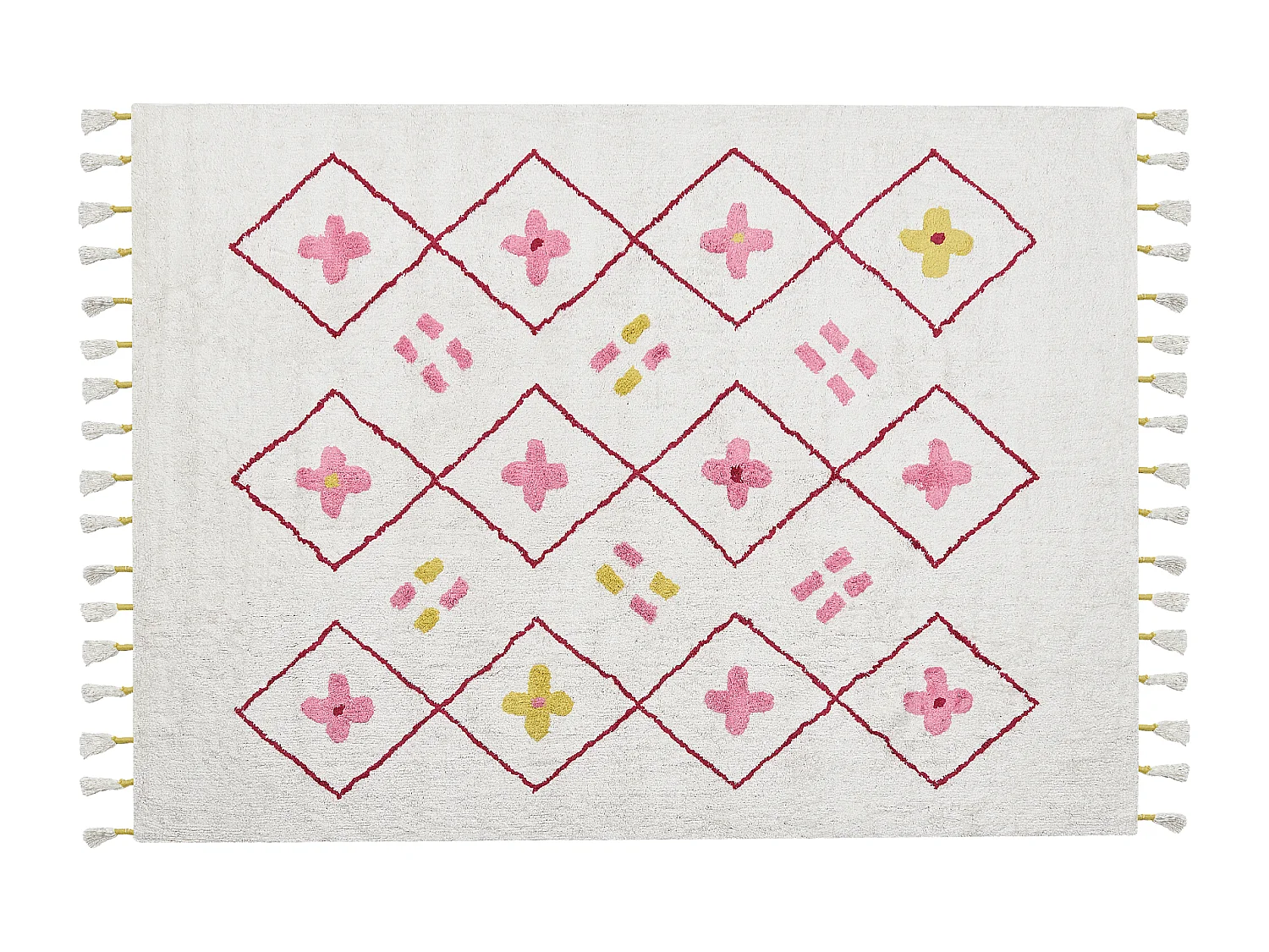 Tapis pour enfant en coton blanc et rose 160 x 230 cm CAVUS