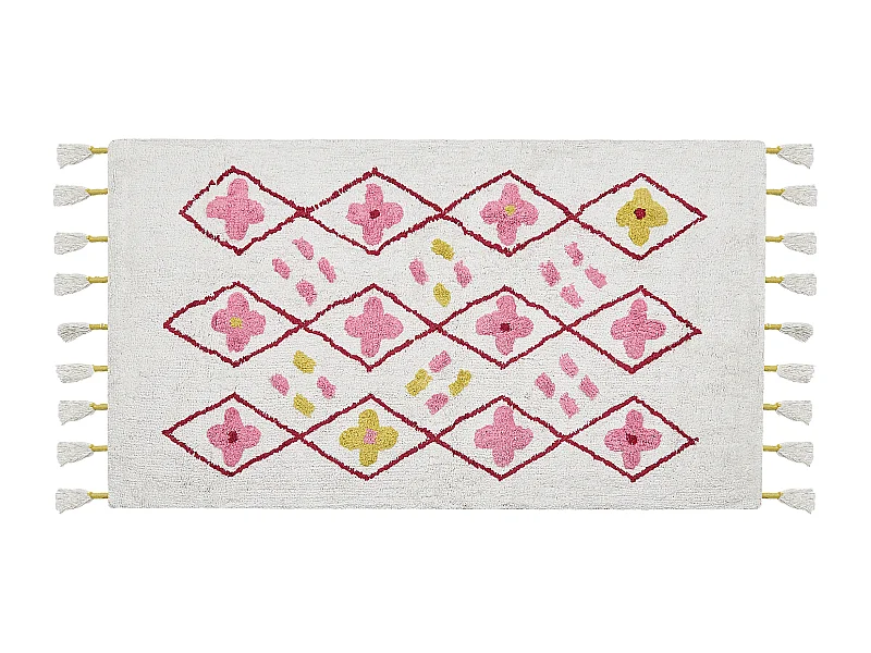 Vloerkleed katoen wit/roze 80 x 150 cm CAVUS