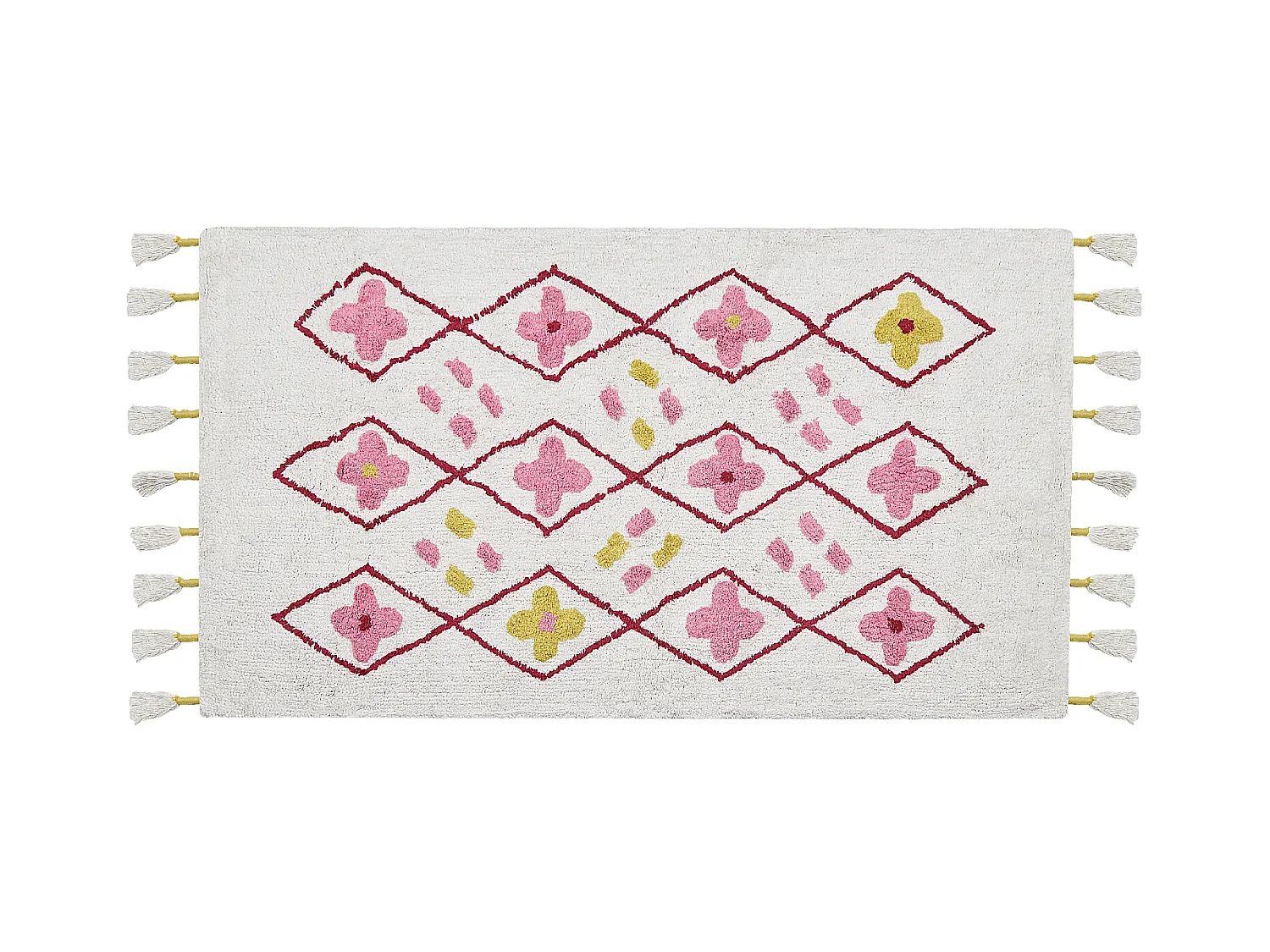 Tapete infantil em algodão branco e rosa 80 x 150 cm CAVUS