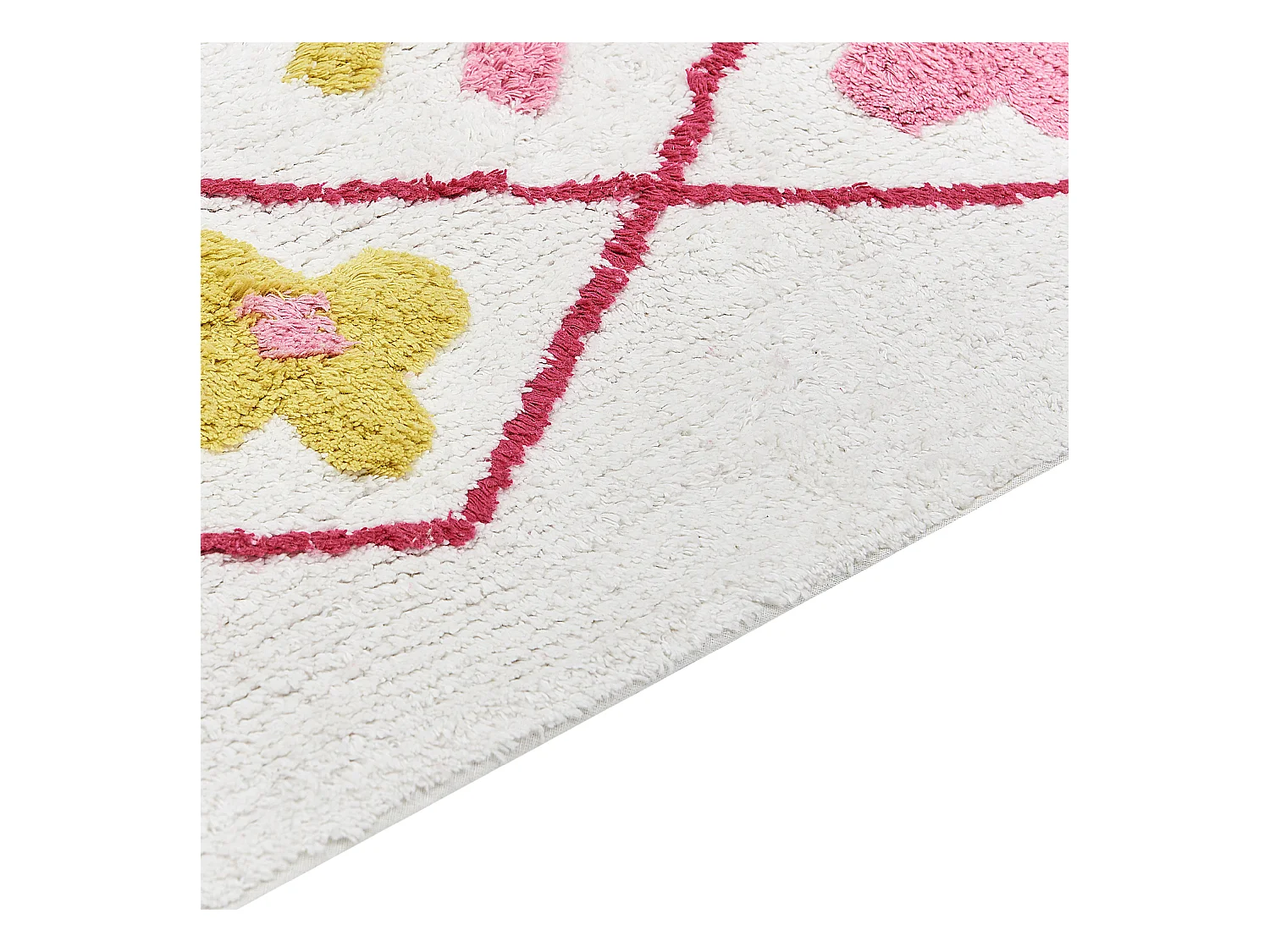 Tapete infantil em algodão branco e rosa 80 x 150 cm CAVUS