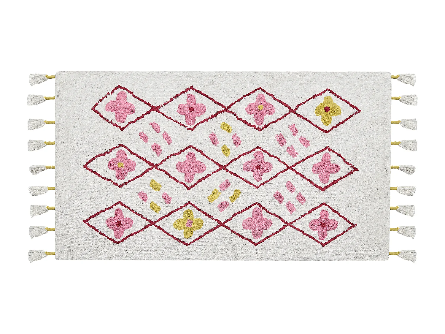 Tapis pour enfant en coton blanc et rose 80 x 150 cm CAVUS