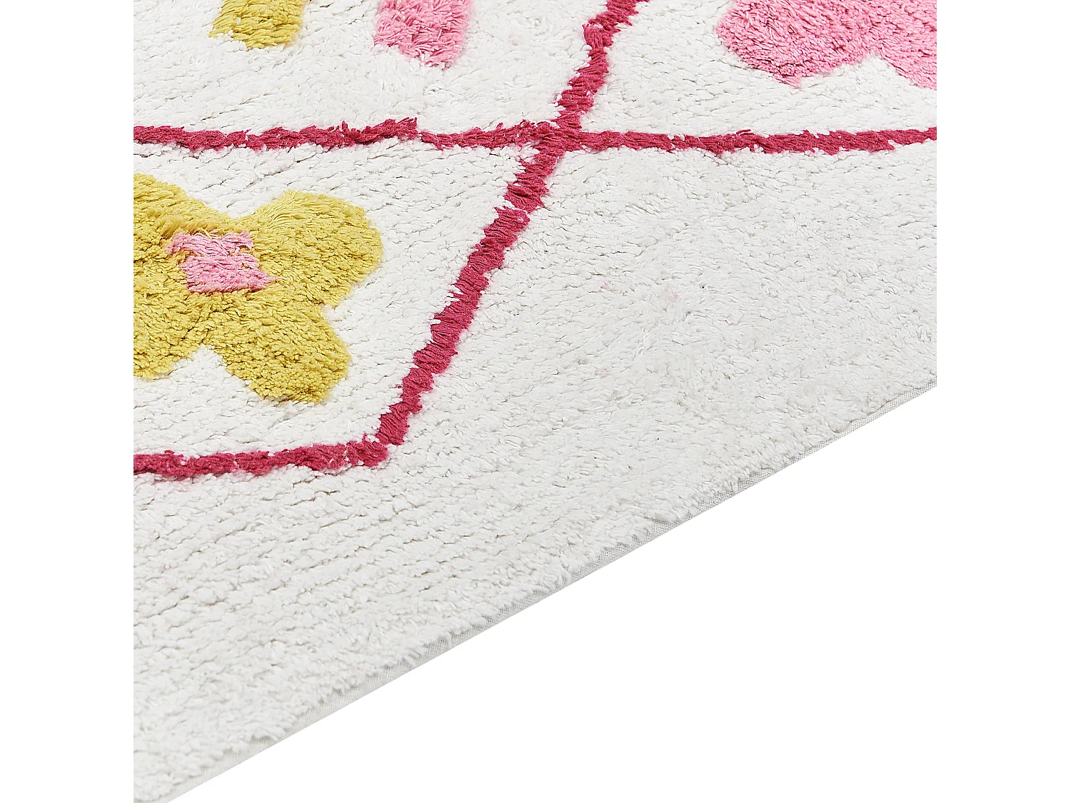 Tapis pour enfant en coton blanc et rose 80 x 150 cm CAVUS