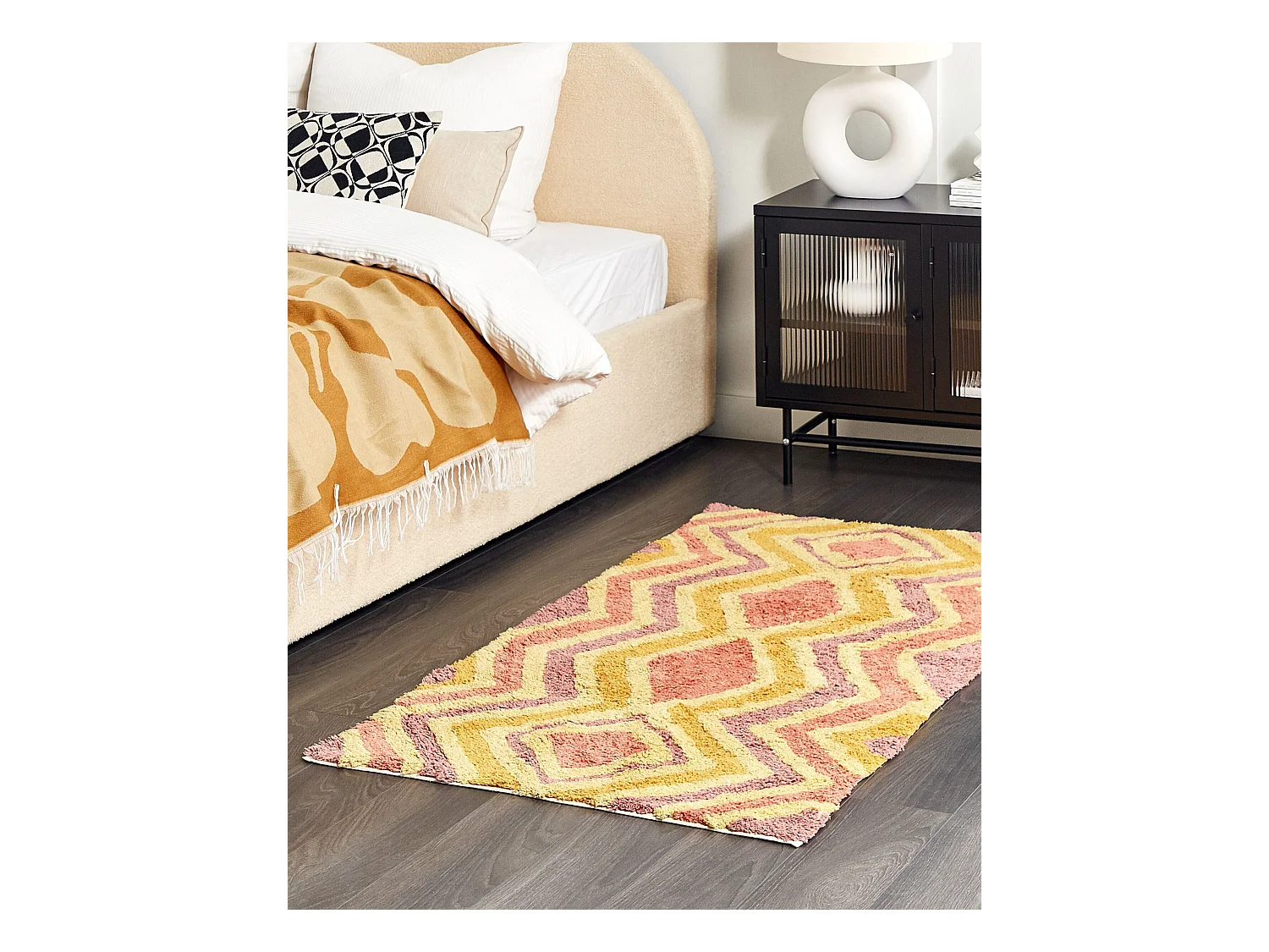 Teppich Baumwolle mit Muster bunt 80 x 150 cm Boho Canakkale