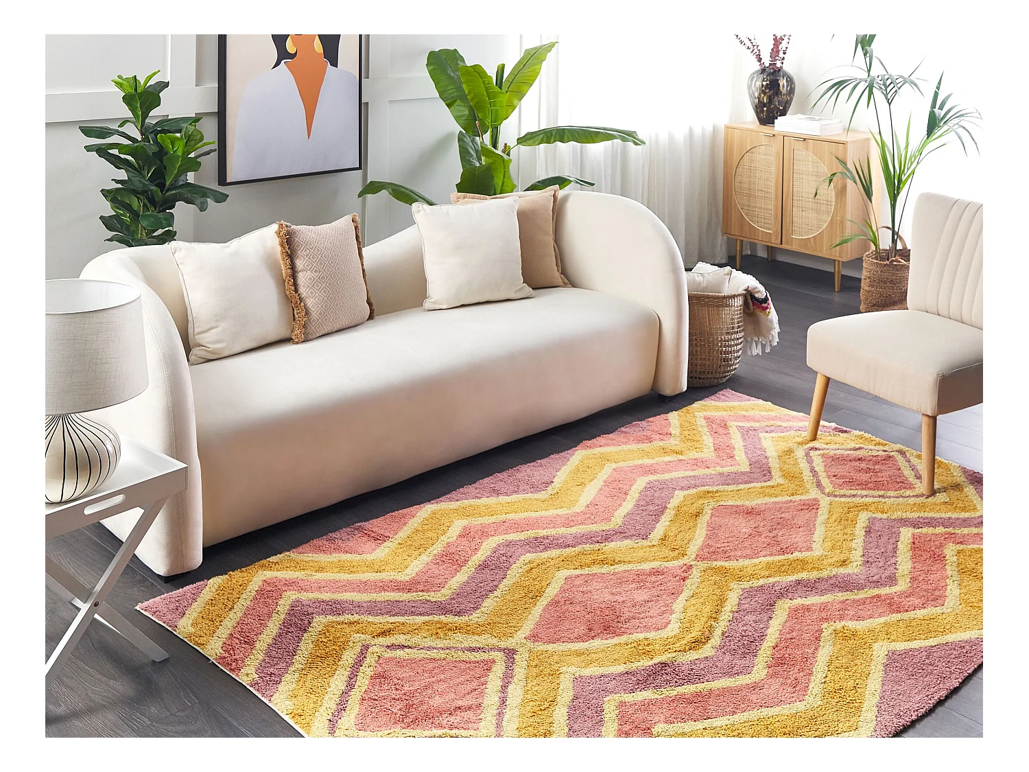 Tappeto cotone multicolore senape viola e rosso 140 x 200 cm CANAKKALE