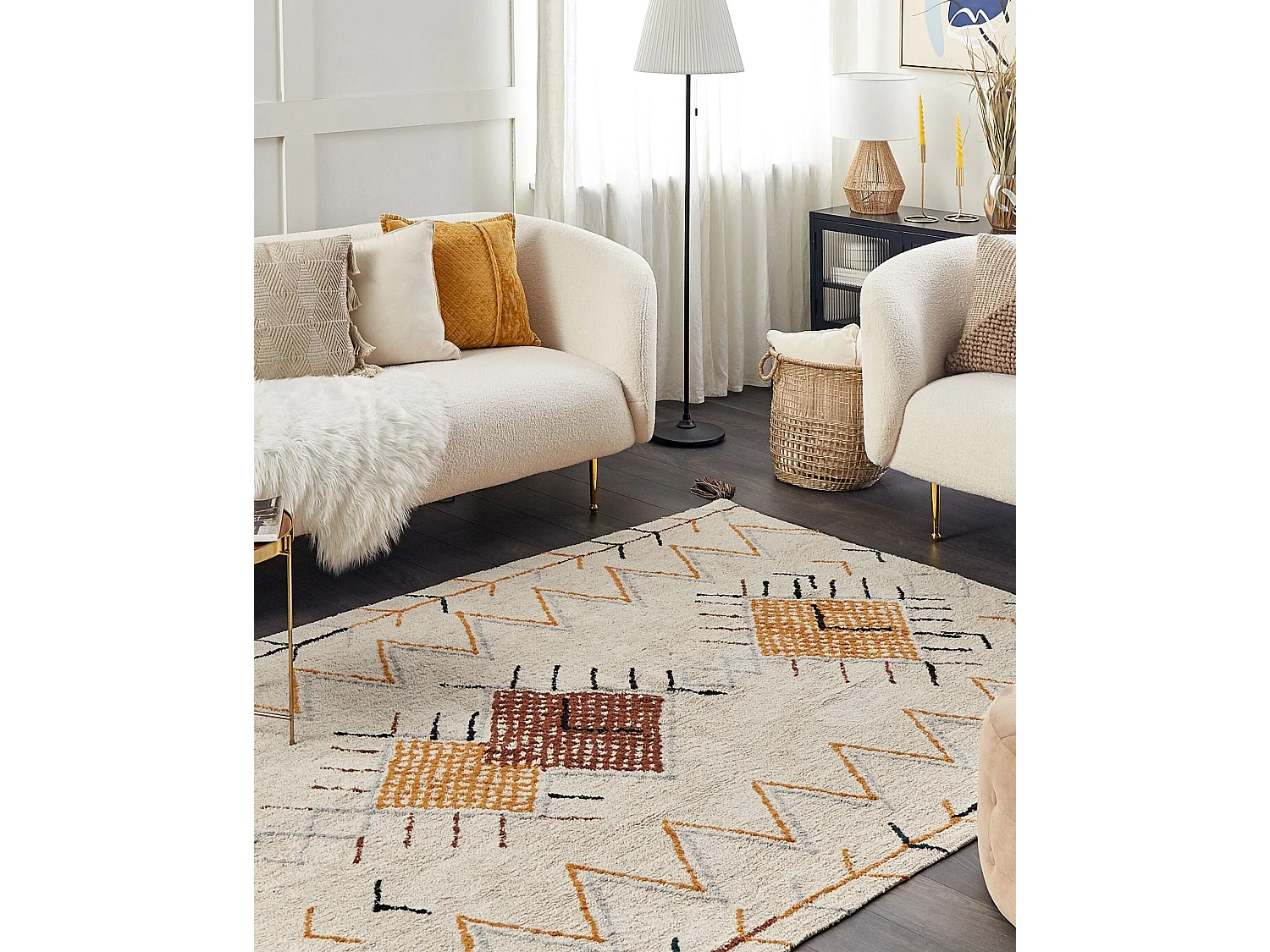 Vloerkleed katoen beige 160 x 230 cm BOLAY