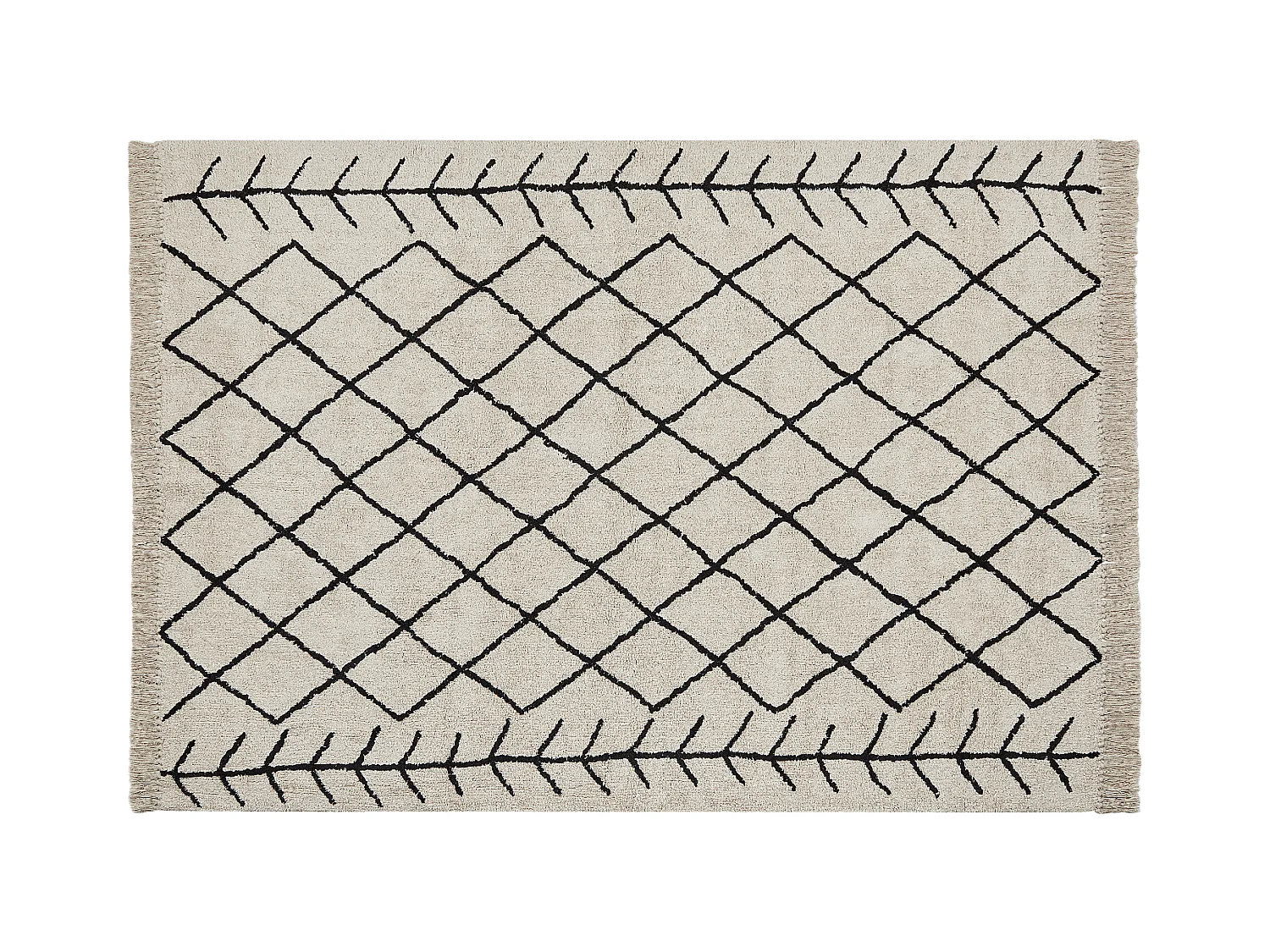 Teppich Baumwolle beige mit geometrischem Muster rechteckig 160 x 230 cm Bozkir