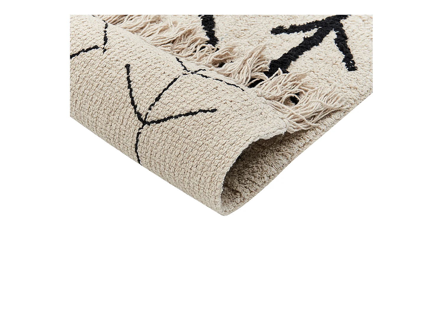 Teppich Baumwolle beige mit geometrischem Muster rechteckig 160 x 230 cm Bozkir