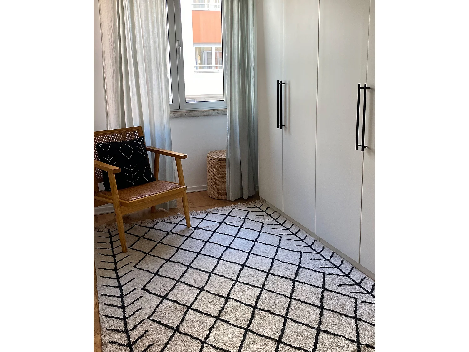 Teppich Baumwolle beige / schwarz 160 x 230 cm geometrisches Muster Kurzflor BOZKIR