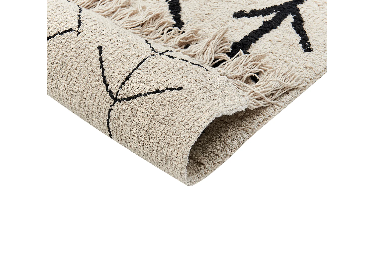 Dywan bawełniany 160 x 230 cm beżowy z czarnym BOZKIR