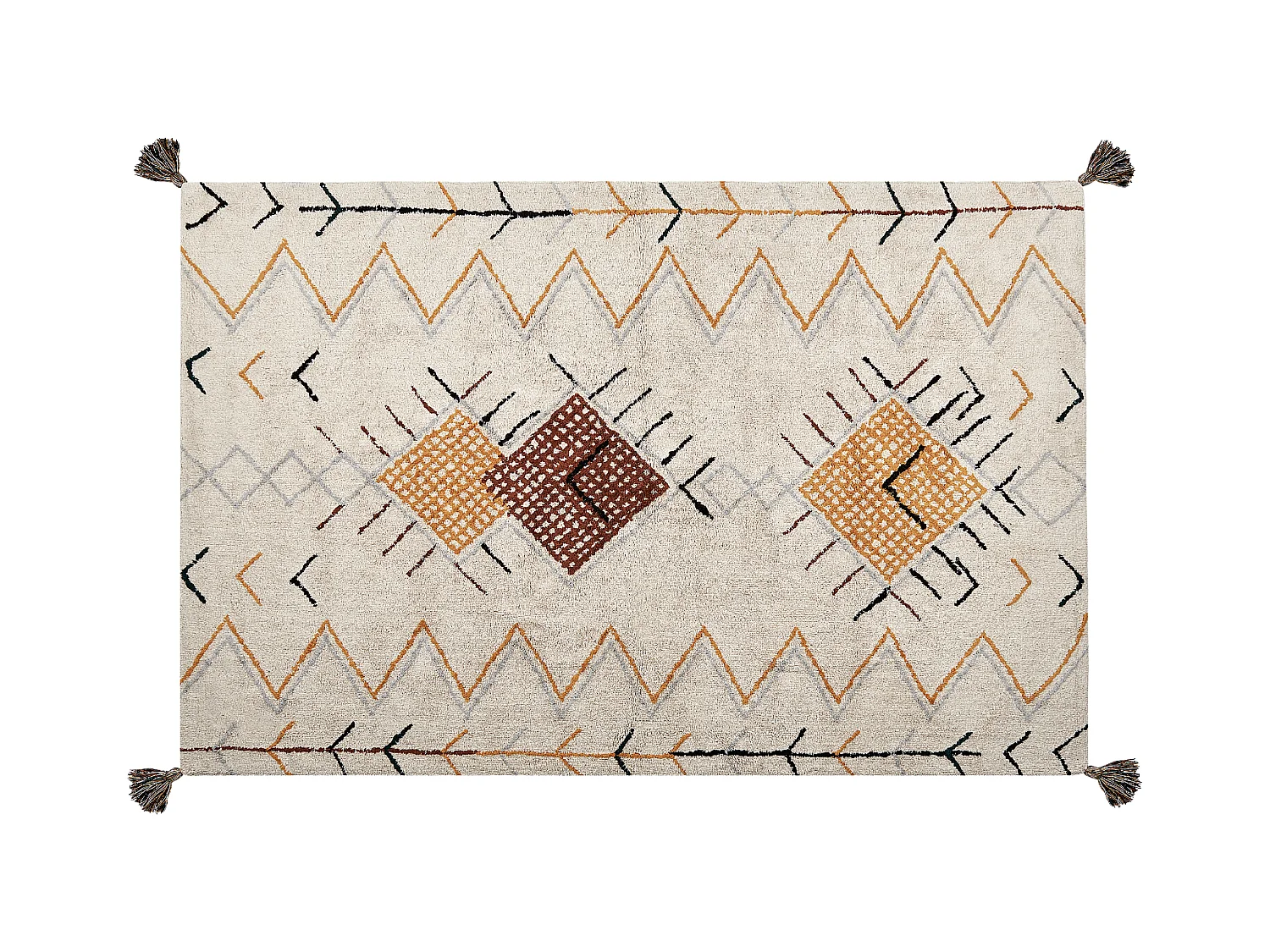 Vloerkleed katoen beige 140 x 200 cm BOLAY