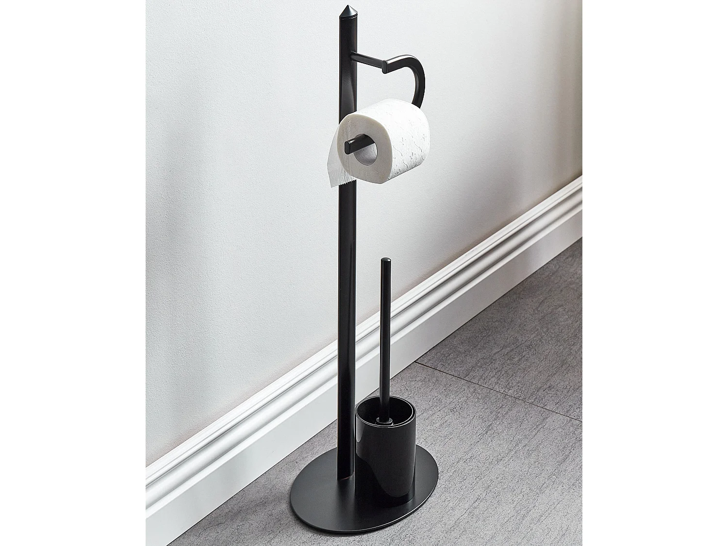 Soporte de papel higiénico y escobilla SARTO Metal Negro