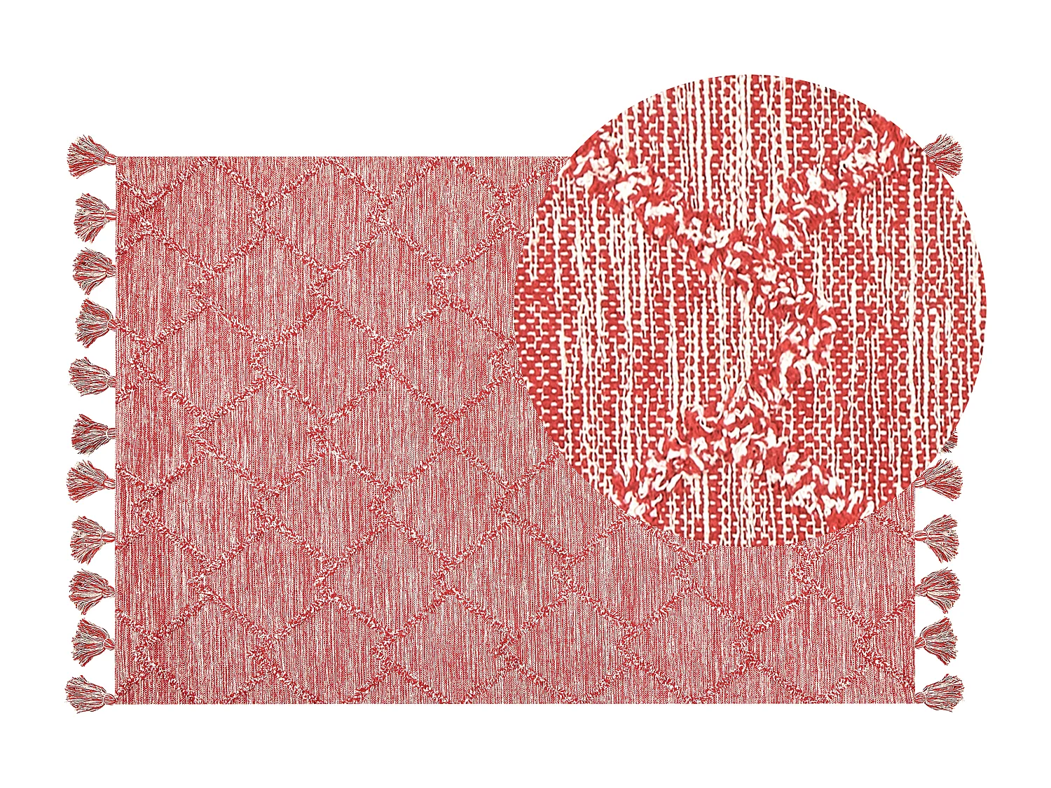 Alfombra de algodón rojo/blanco 140 x 200 cm NIGDE
