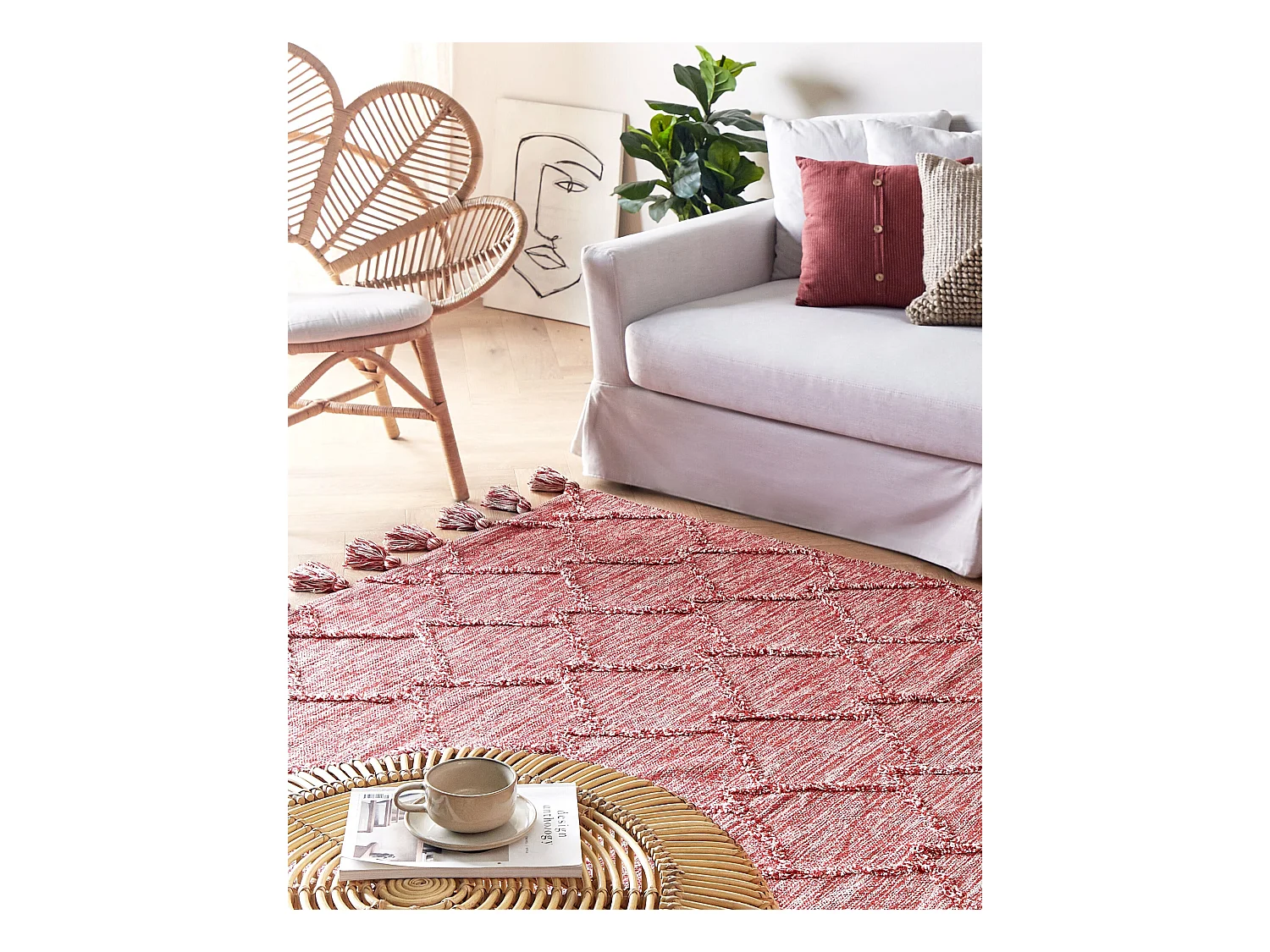 Vloerkleed katoen rood 160 x 230 cm NIGDE