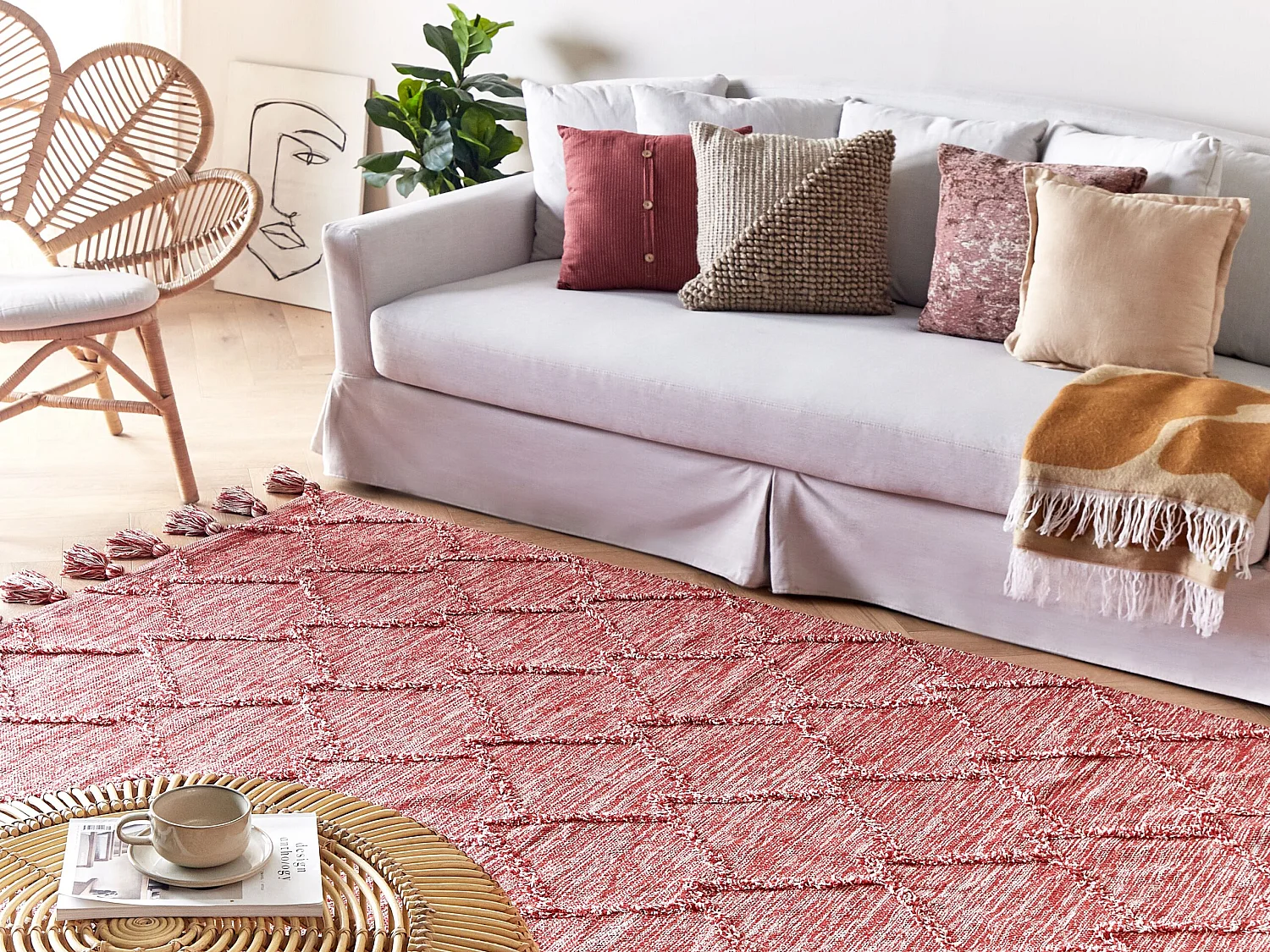 Tapis en coton 160 x 230 cm rouge NIGDE