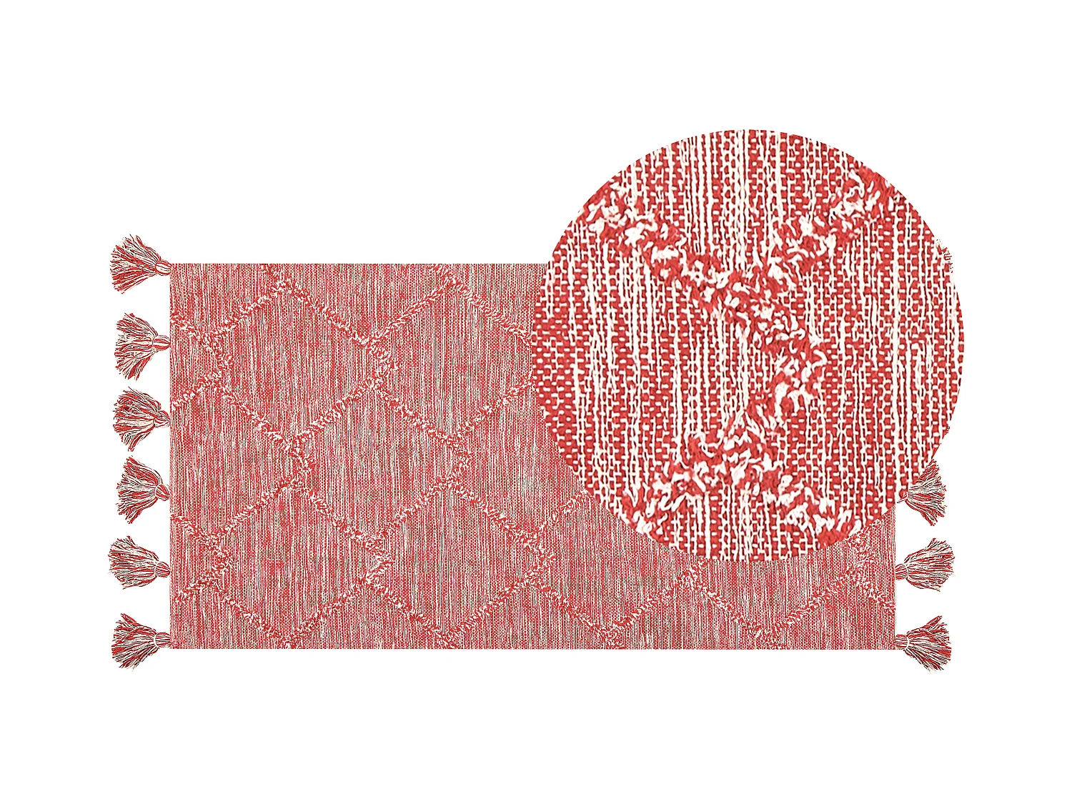 Teppich Baumwolle rot 80 x 150 cm Boho mit Quasten Nigde